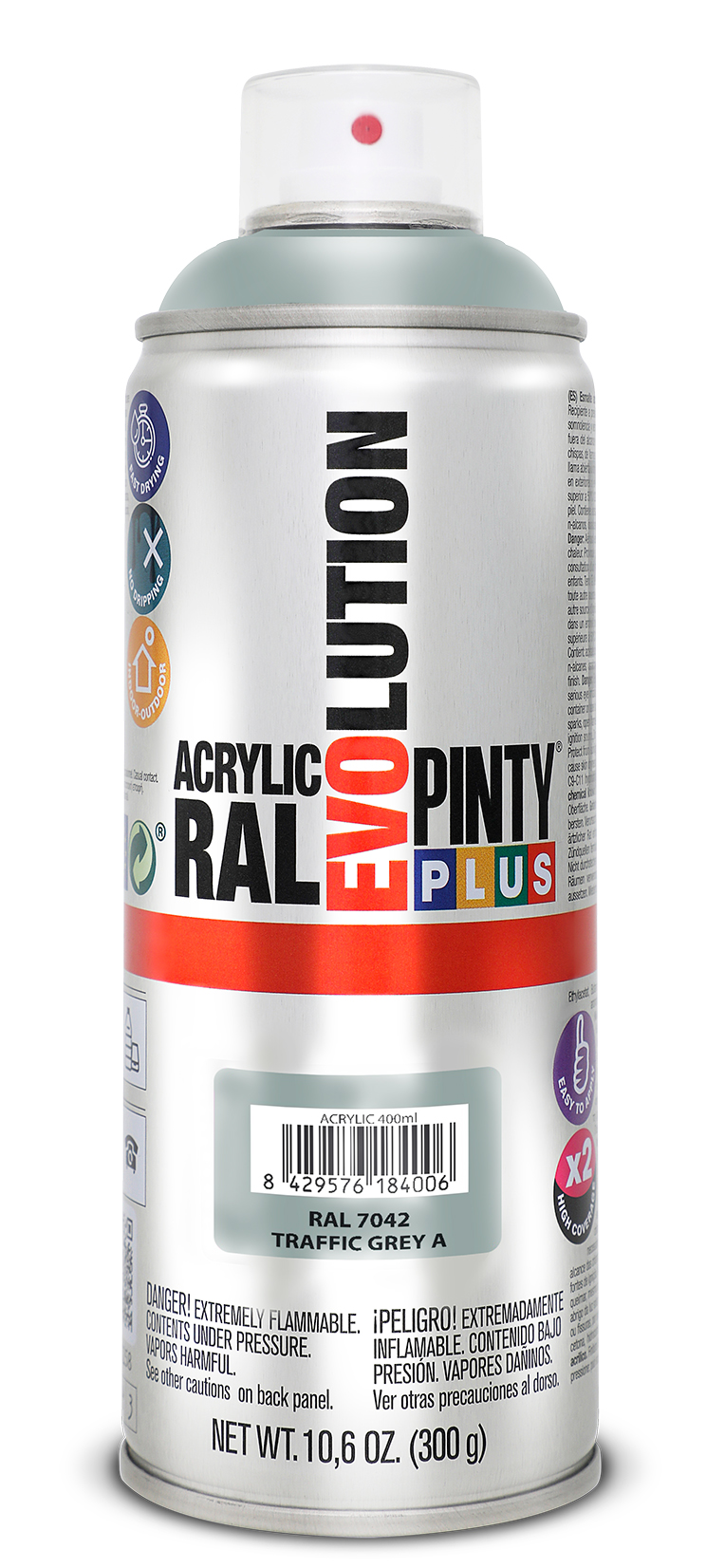 Vopsea spray acrilica PINTYPLUS Evolution, RAL 7042, gri trafic, 400ml