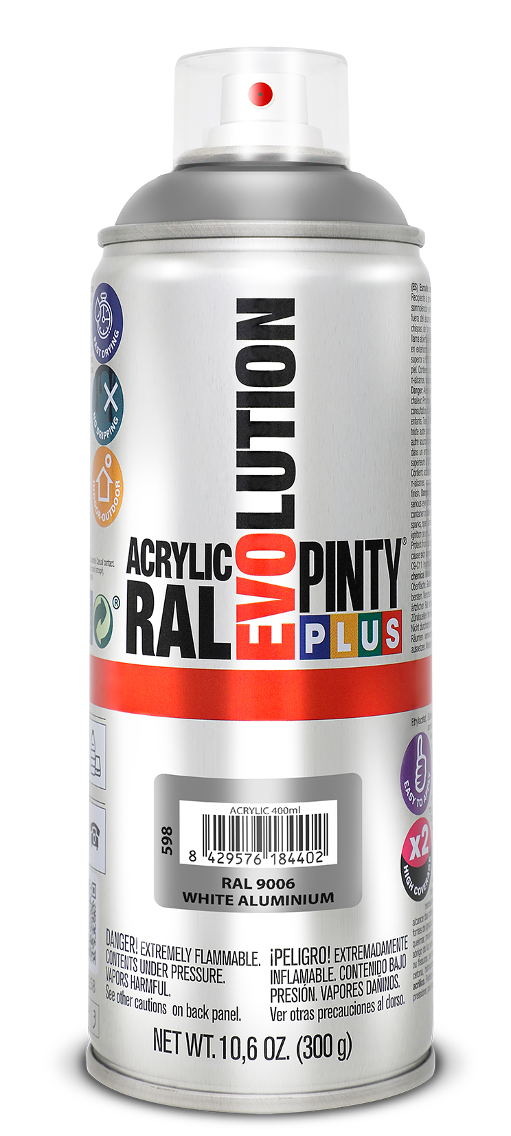 Vopsea spray acrilica PINTYPLUS Evolution, RAL 9006, alb, 400ml