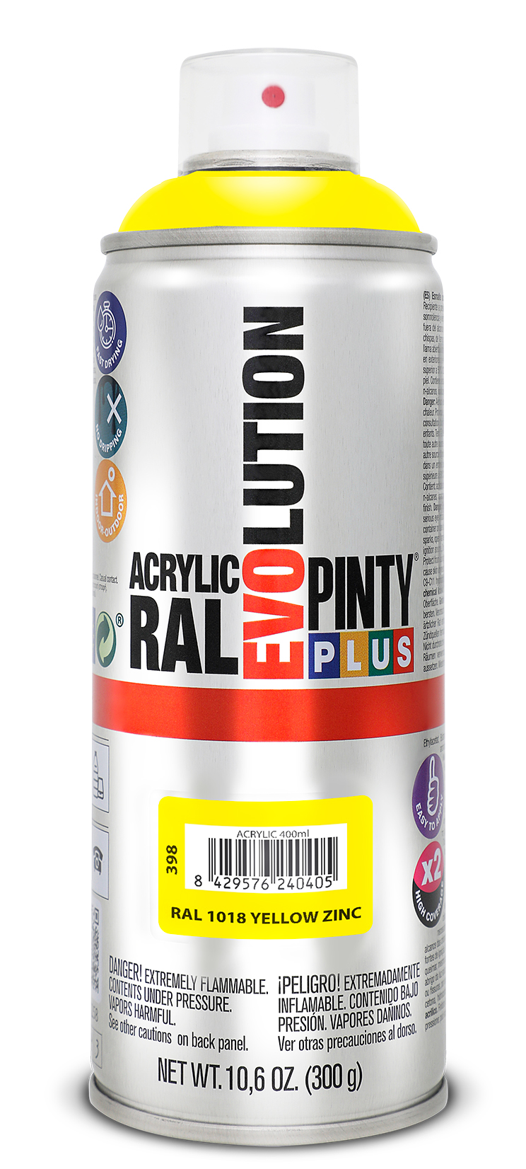 Vopsea spray acrilica PINTYPLUS Evolution, RAL 1018, galben zinc, 400ml