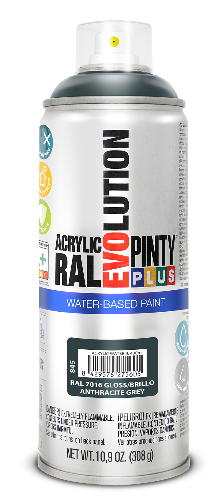 Vopsea spray acrilica PINTYPLUS Evolution, RAL 7016, gri antracit, 400ml