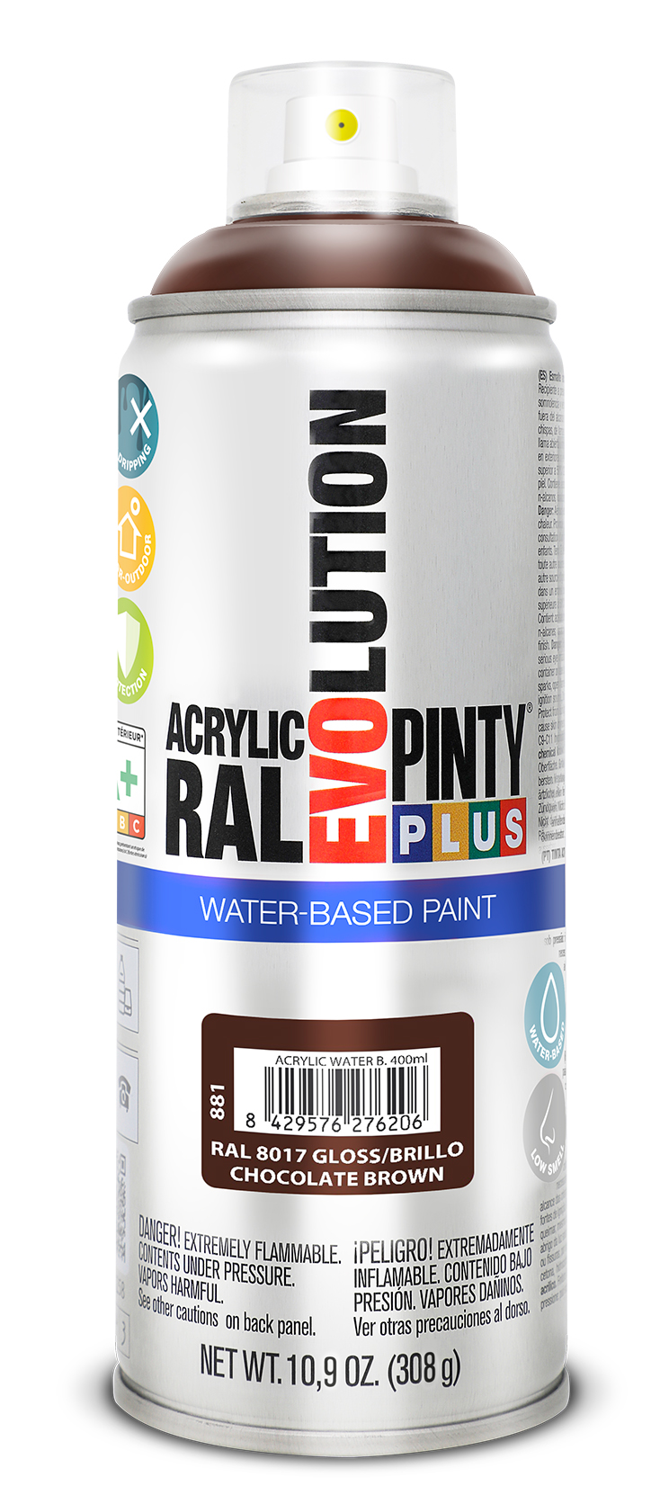 Vopsea spray acrilica PINTYPLUS Evolution, RAL 8017, maron ciocolata, 400ml