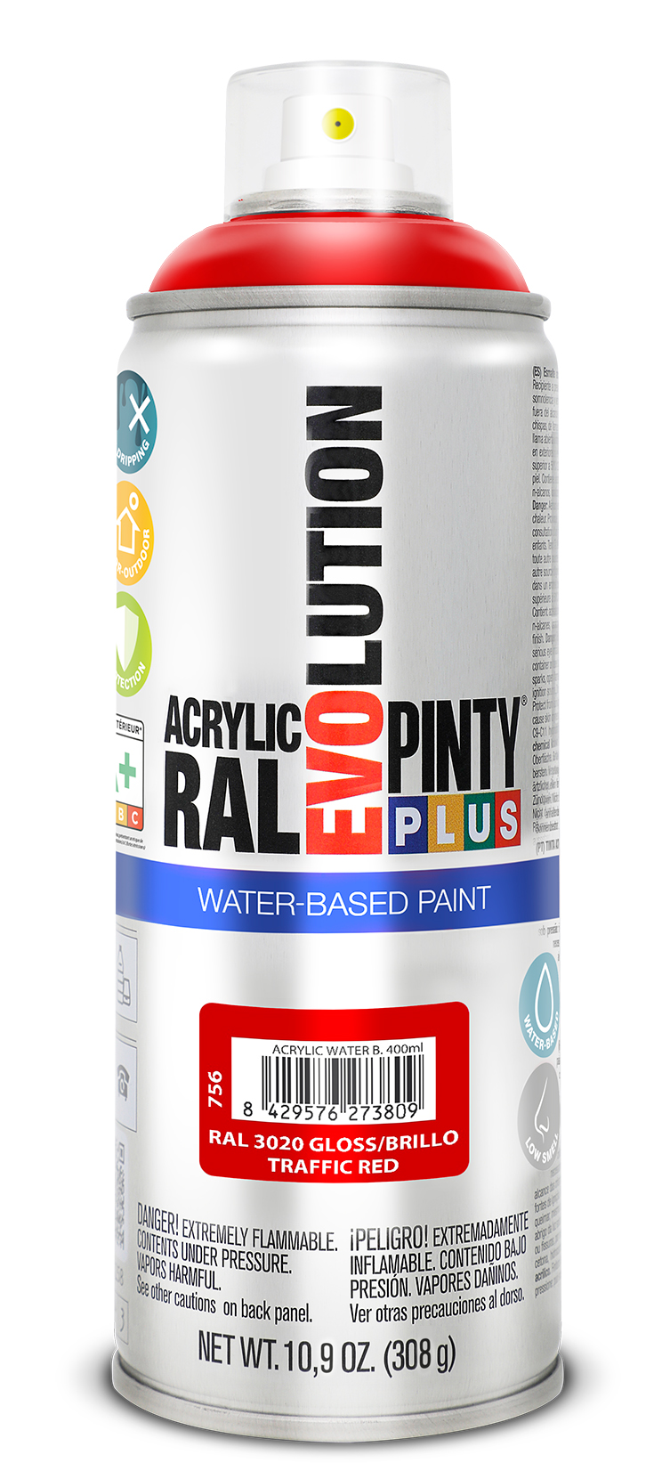 Vopsea spray acrilica PINTYPLUS Evolution, RAL 9005, rosu, 400ml