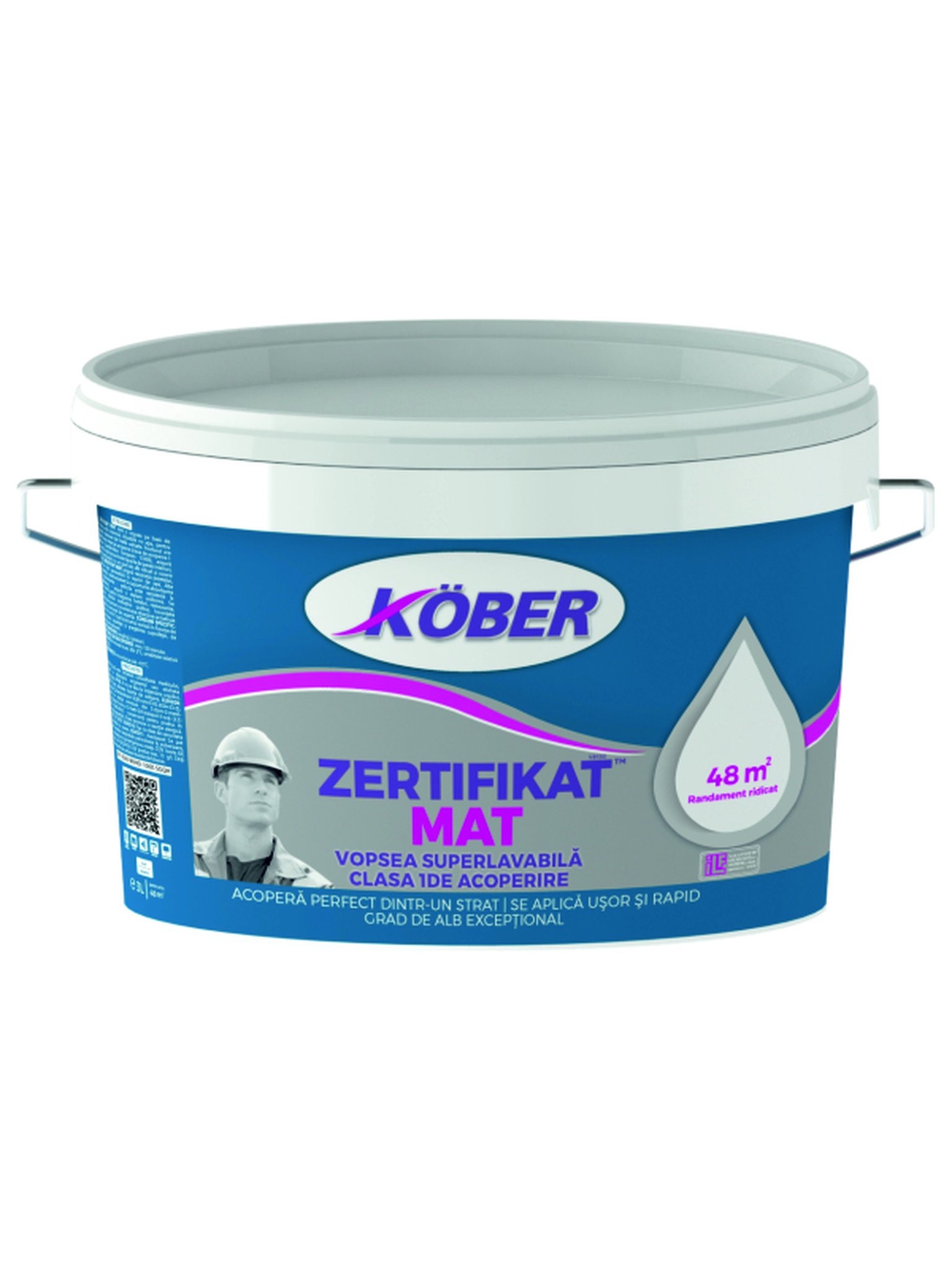 Vopsea lavabila Kober Zertifikat, alb, 3 L, Interior
