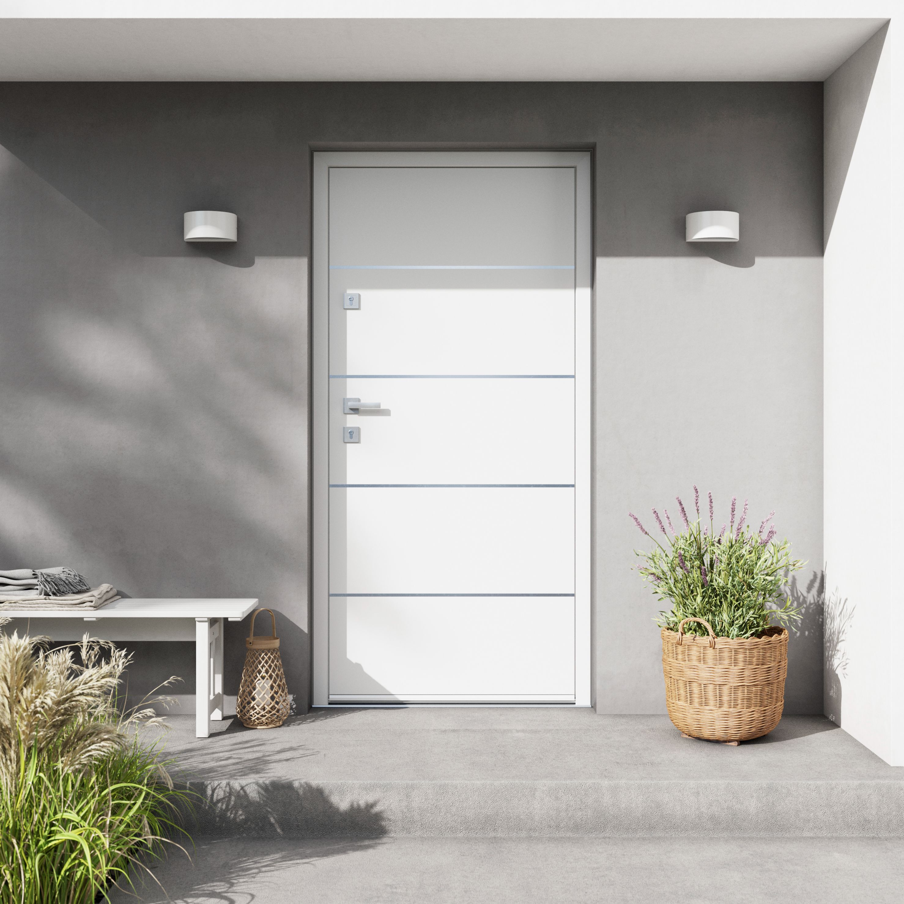 Usa exterior FORTIA Cecina, fara geam, stanga, metal, 88 x 205 cm, alb