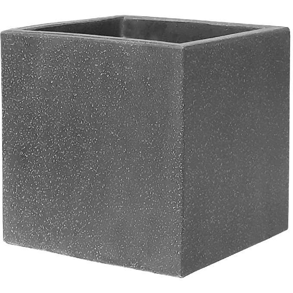 Jardiniera flori VERVE, lut, 40 x 40 x 40 cm, gri inchis