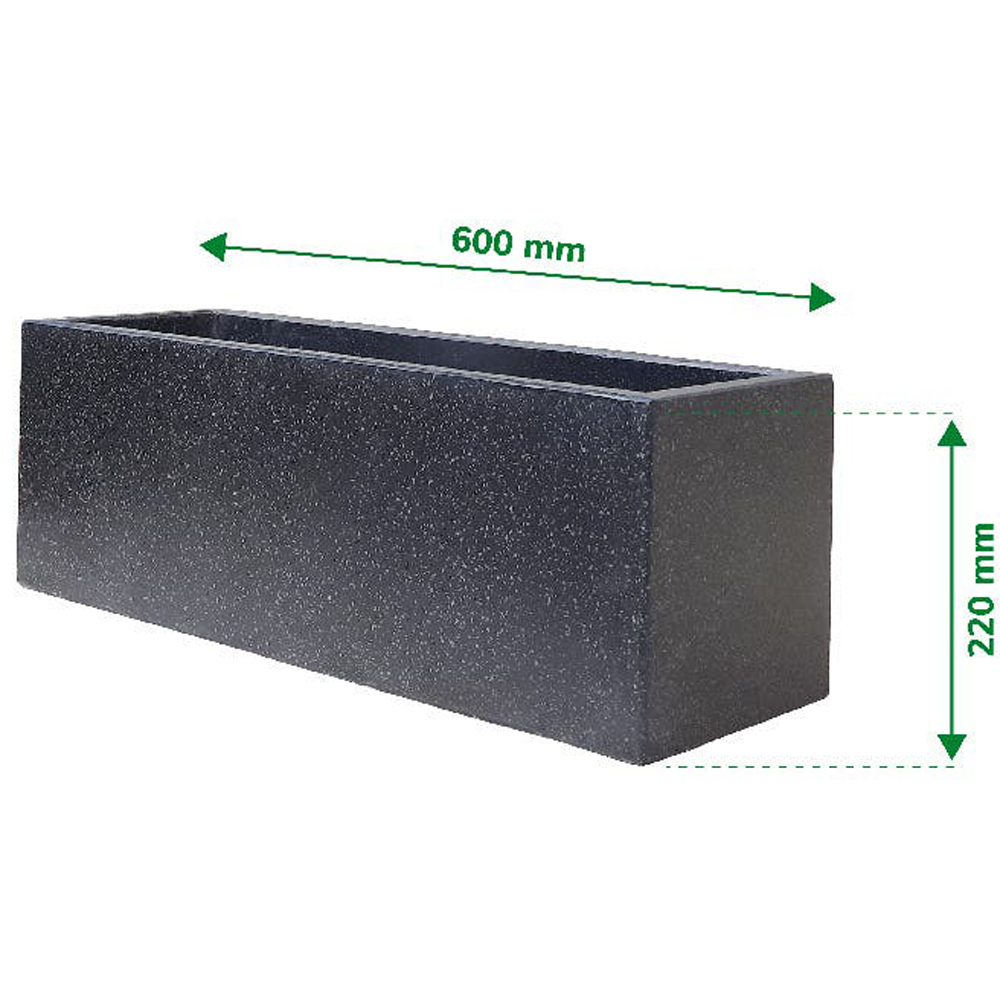Jardiniera flori VERVE, ciment, 60 x 22 x 22 cm, gri inchis