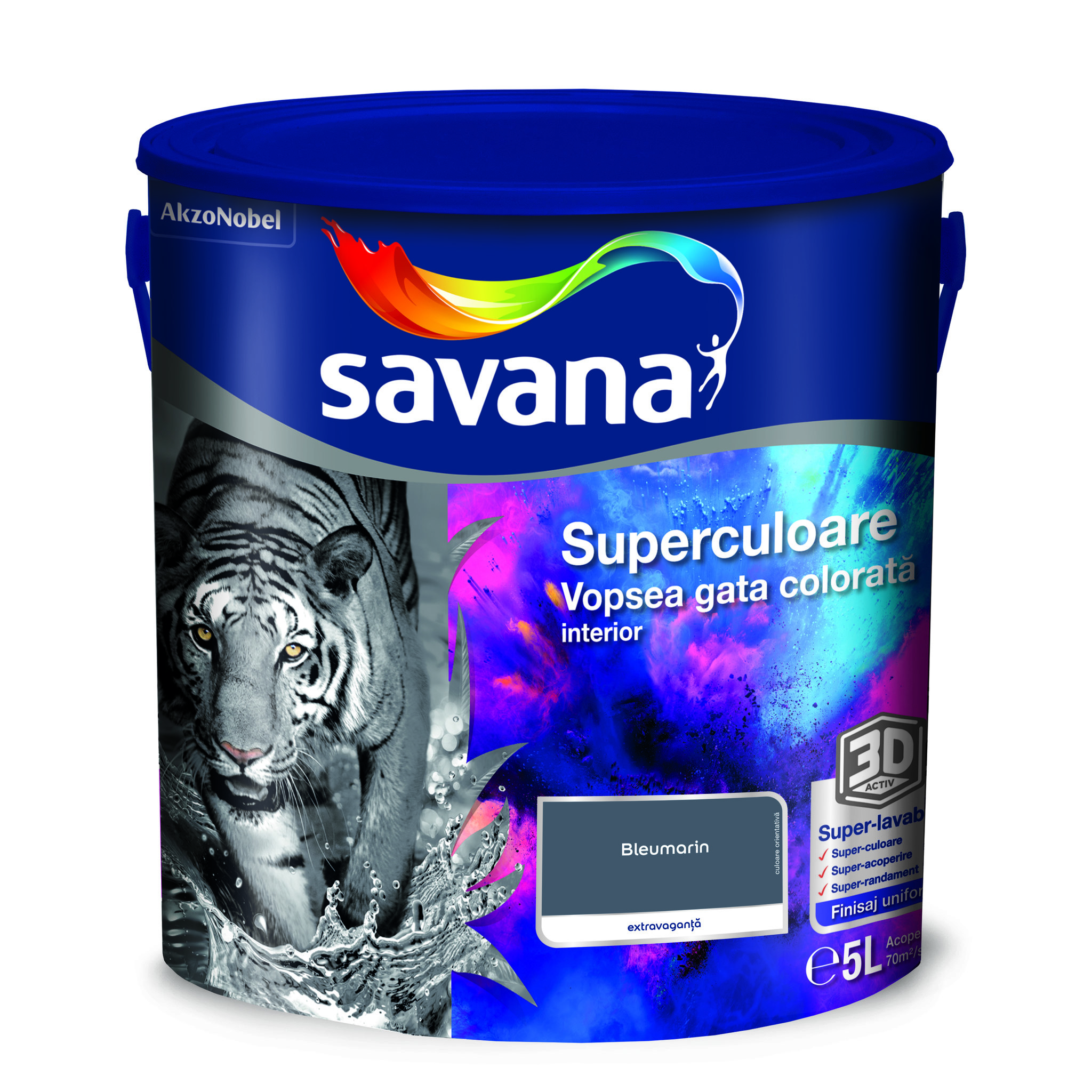 Vopsea lavabila Savana Superculoare, bleumarin, 5 L, Interior