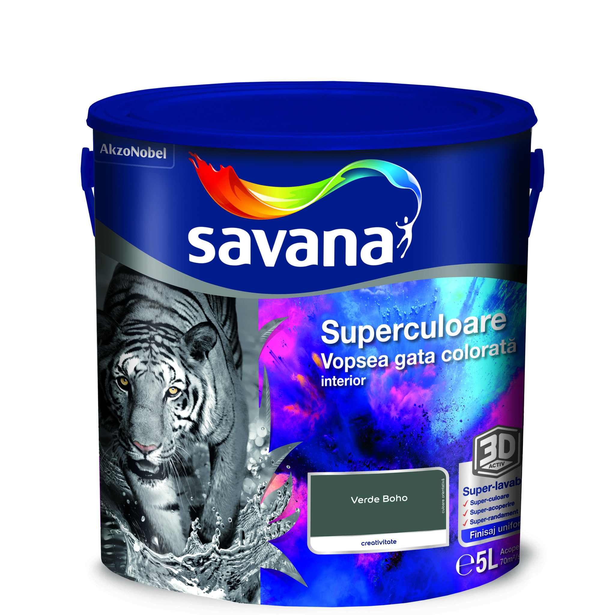 Vopsea lavabila Savana Superculoare, verde, 5 L, Interior