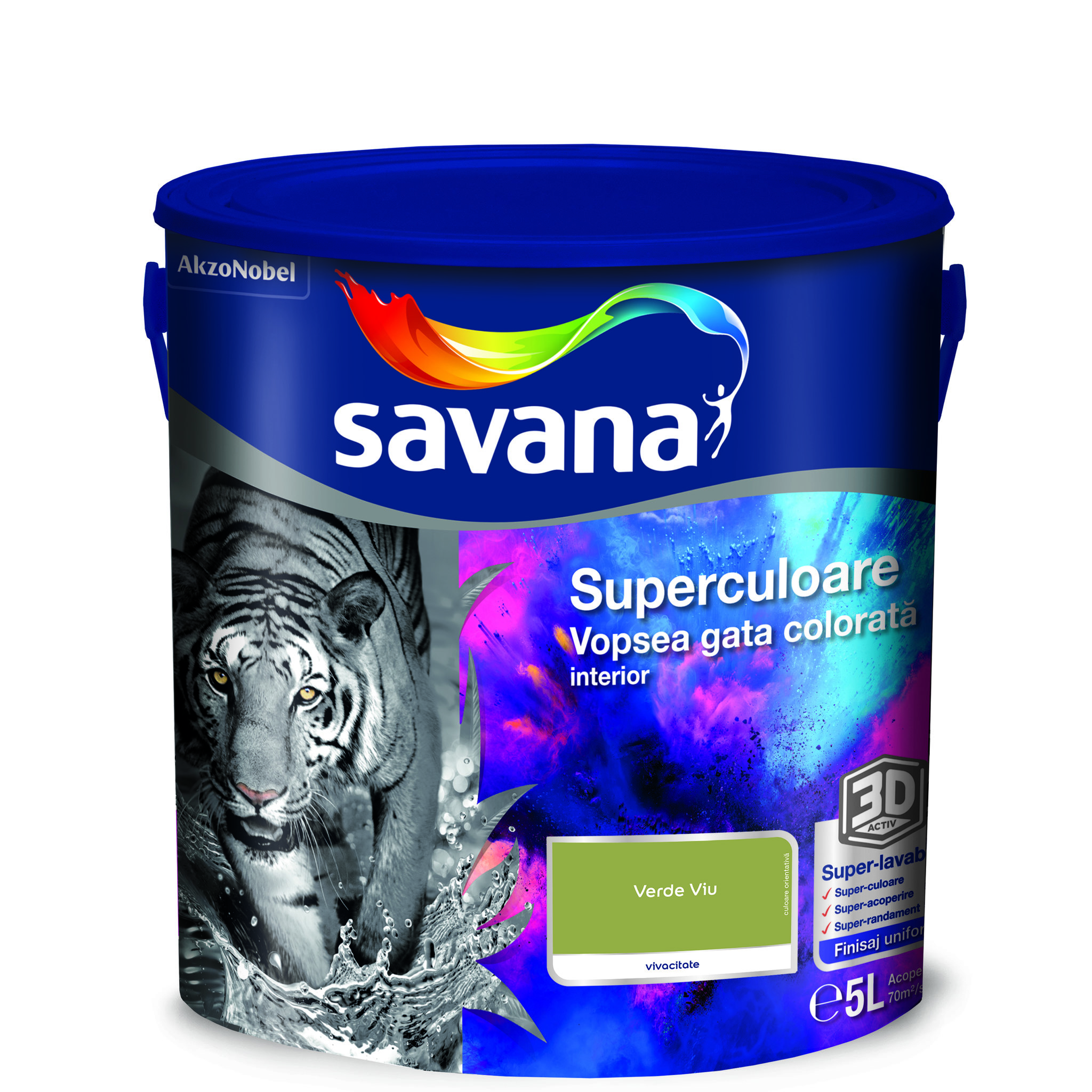 Vopsea lavabila Savana Superculoare, verde, 5 L, Interior