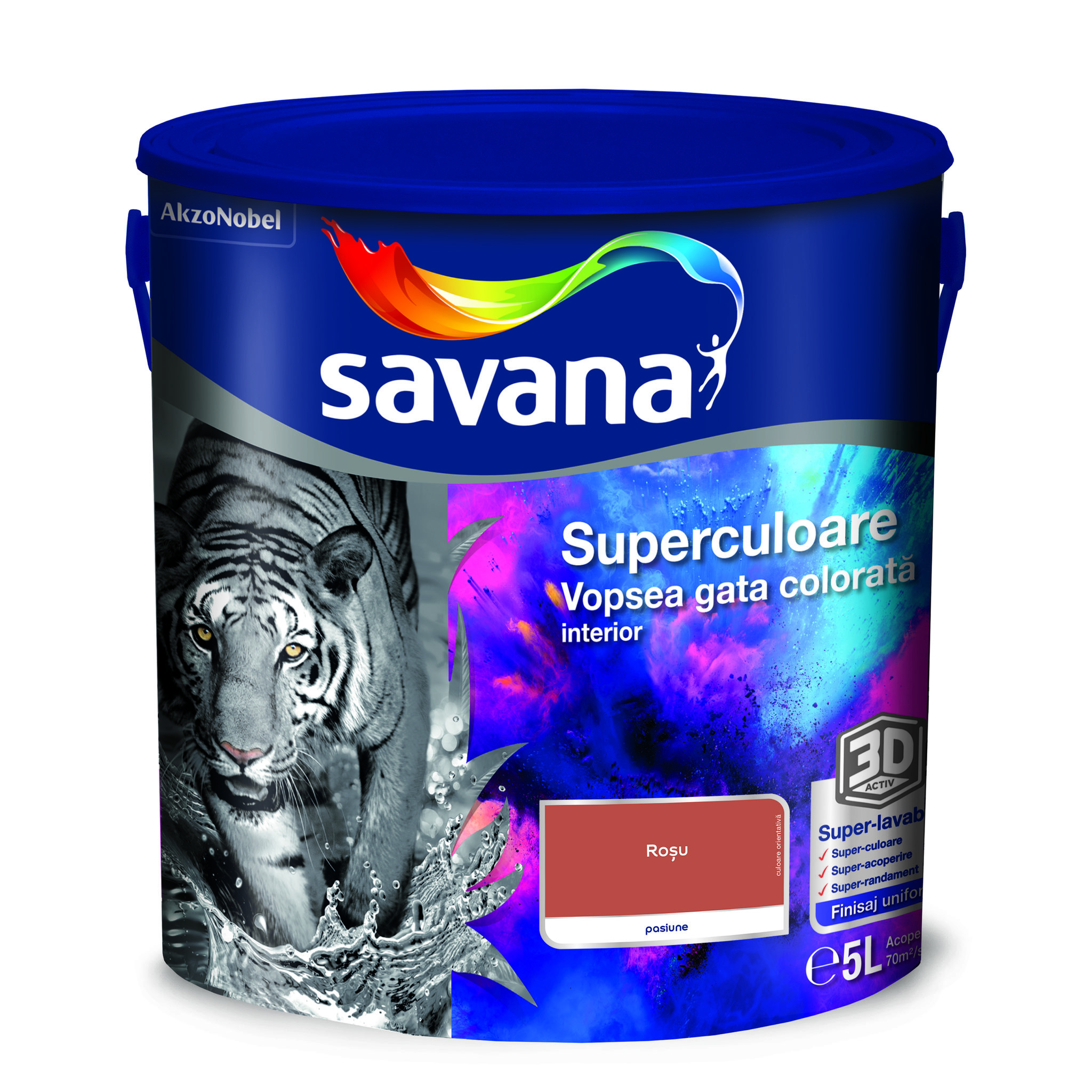 Vopsea lavabila Savana Superculoare, rosu, 5 L, Interior