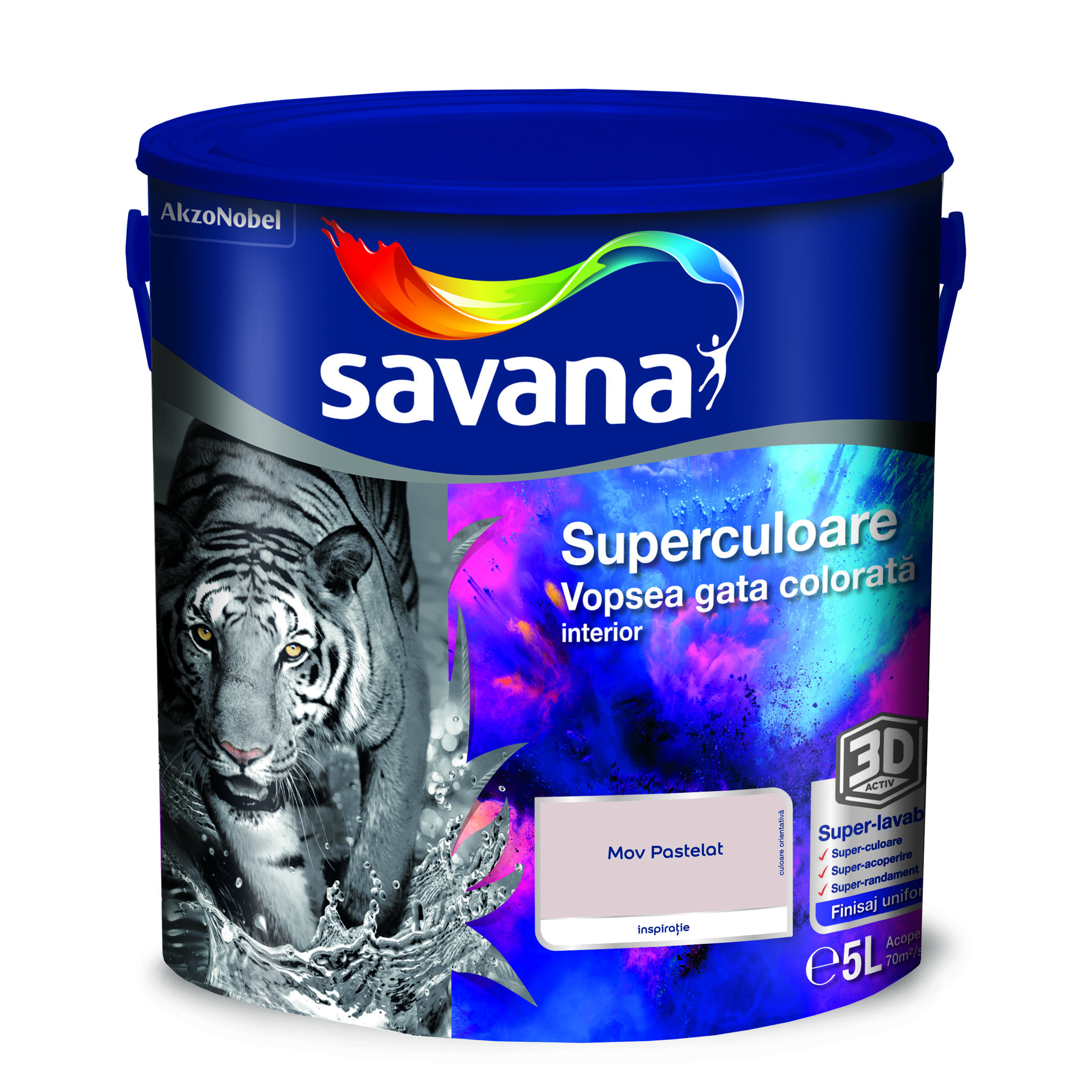 Vopsea lavabila Savana Superculoare, mov, 5 L, Interior