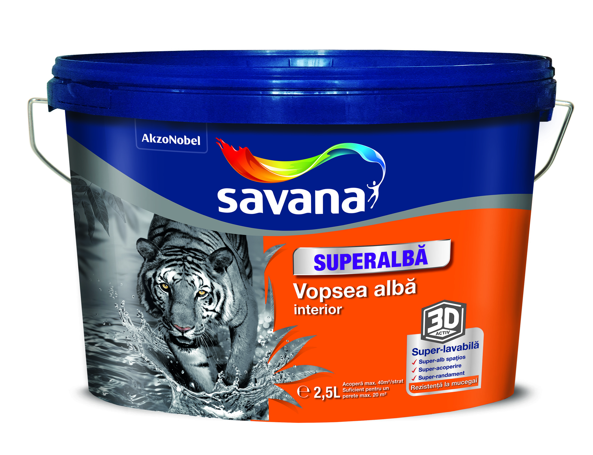 Vopsea lavabila SAVANA Superalba, alb, 2.5L