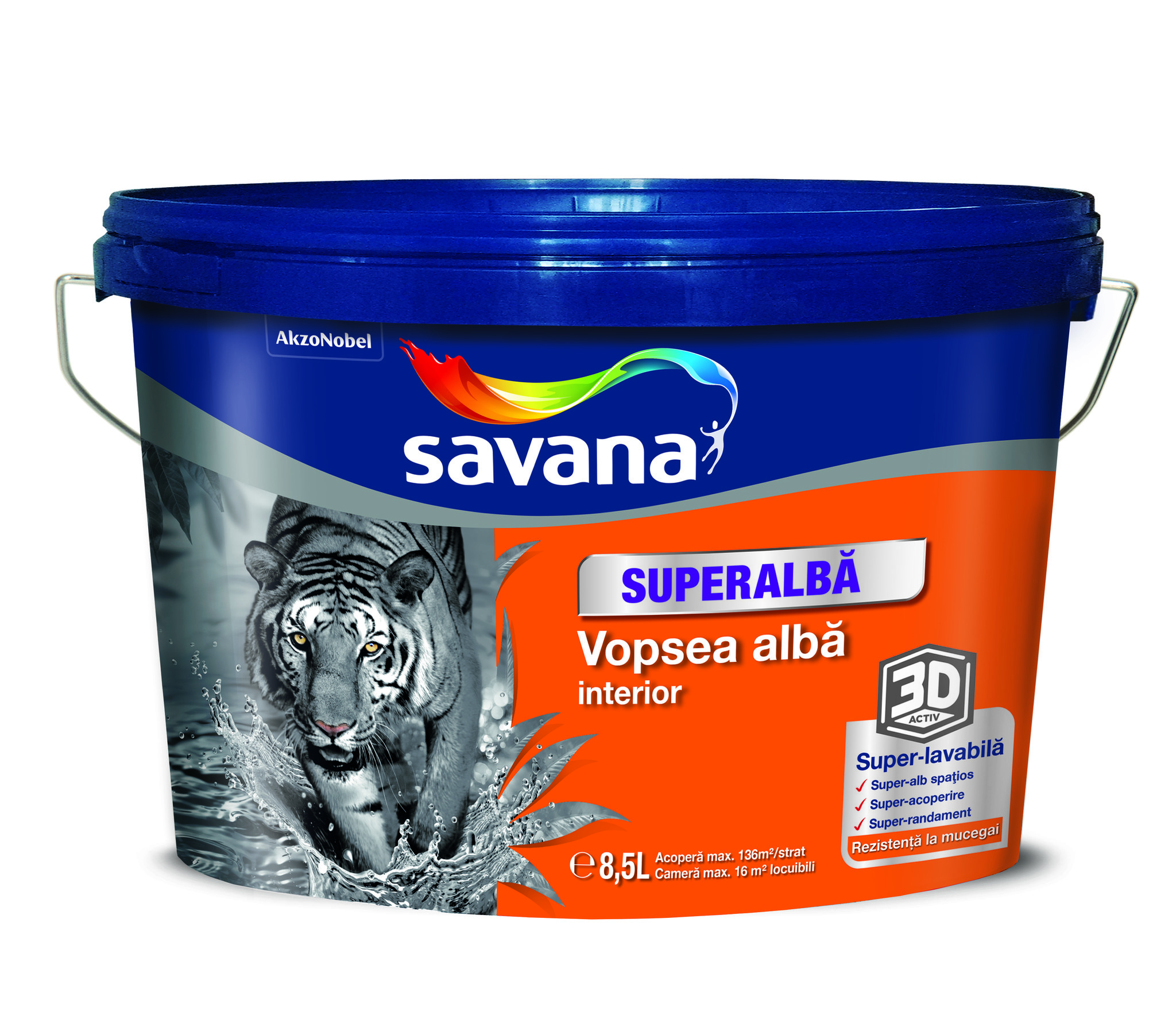 Vopsea lavabila SAVANA Superalba, alb, 8.5L