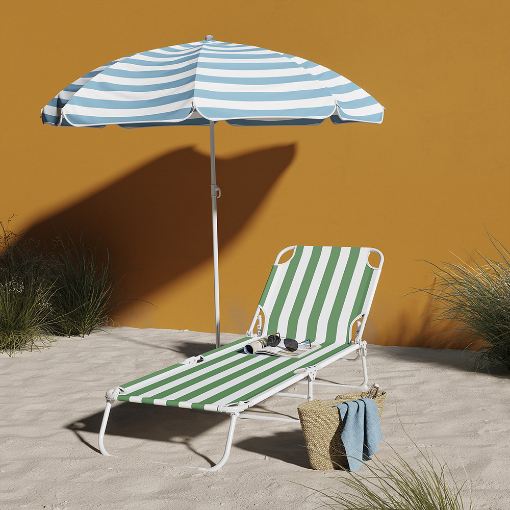 Sezlong gradina Curacao, otel, 183 x 57.5 x 79 cm, verde