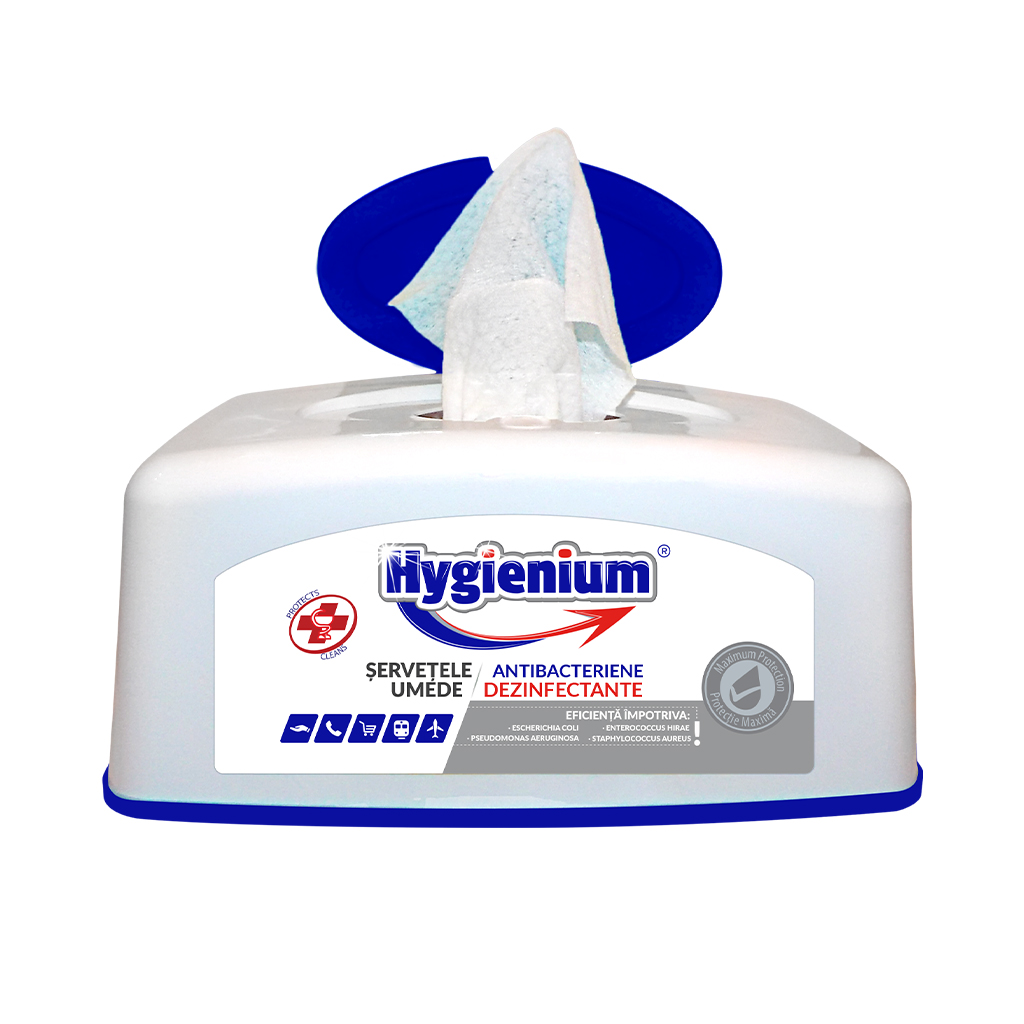 Servetele umede dezinfectante HYGIENIUM, cutie plastic, 100 bucati
