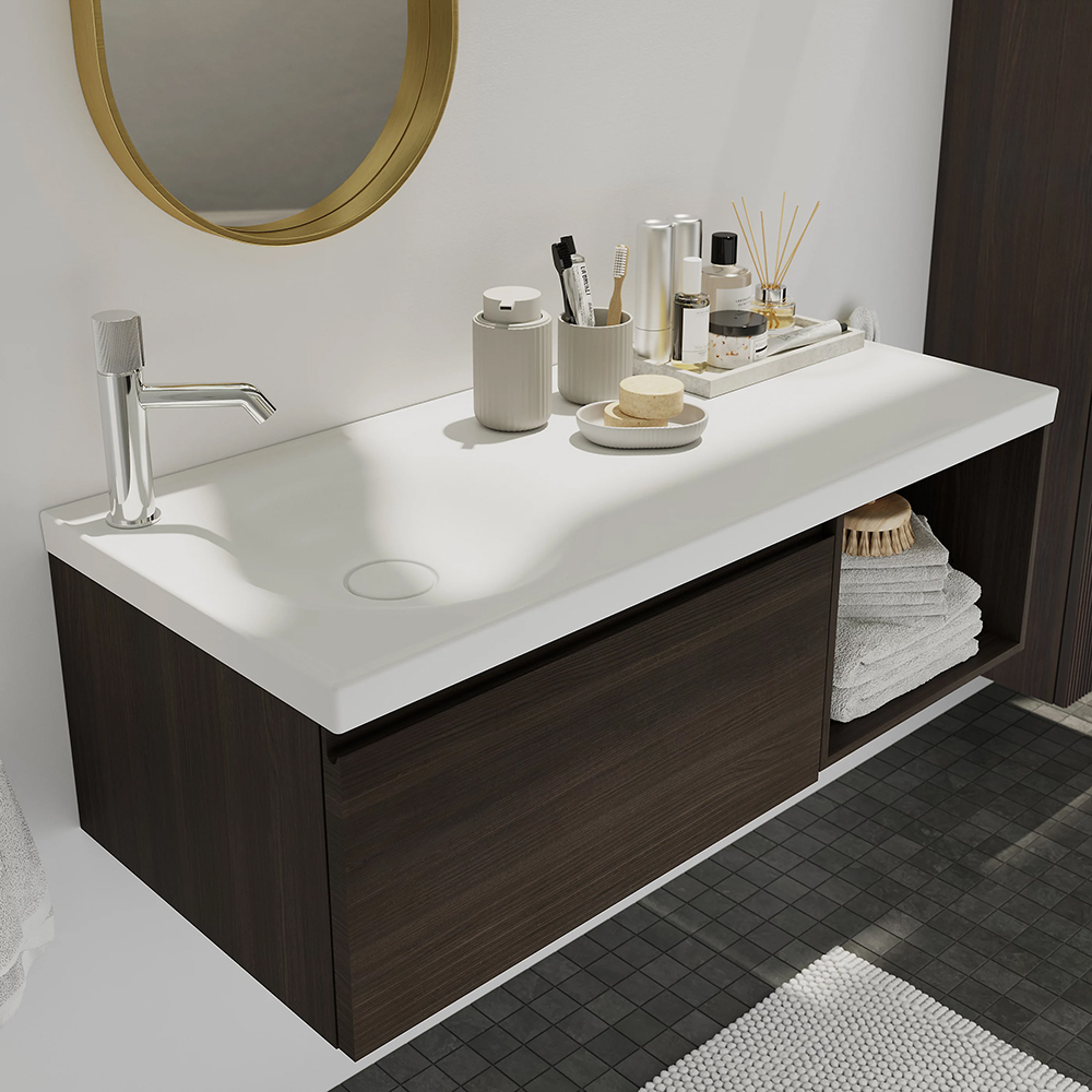 Lavoar baie GOODHOME Kentia, ceramica, 100.6 x 45.2, alb mat