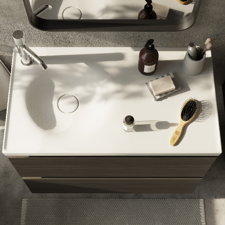 Lavoar baie GOODHOME Kentia, ceramica, 80.6 x 45.2 cm, alb mat