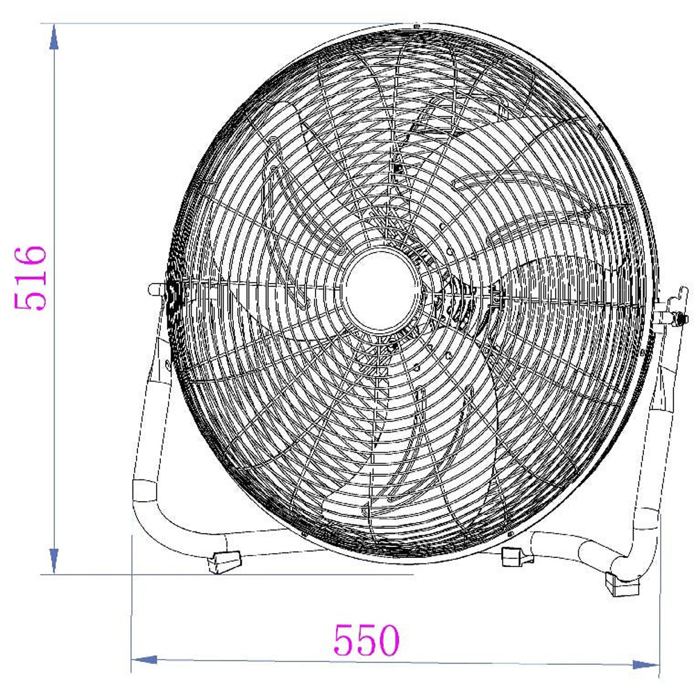 Ventilator de podea, 3 trepte de viteza, D 45 cm, 110W, argintiu