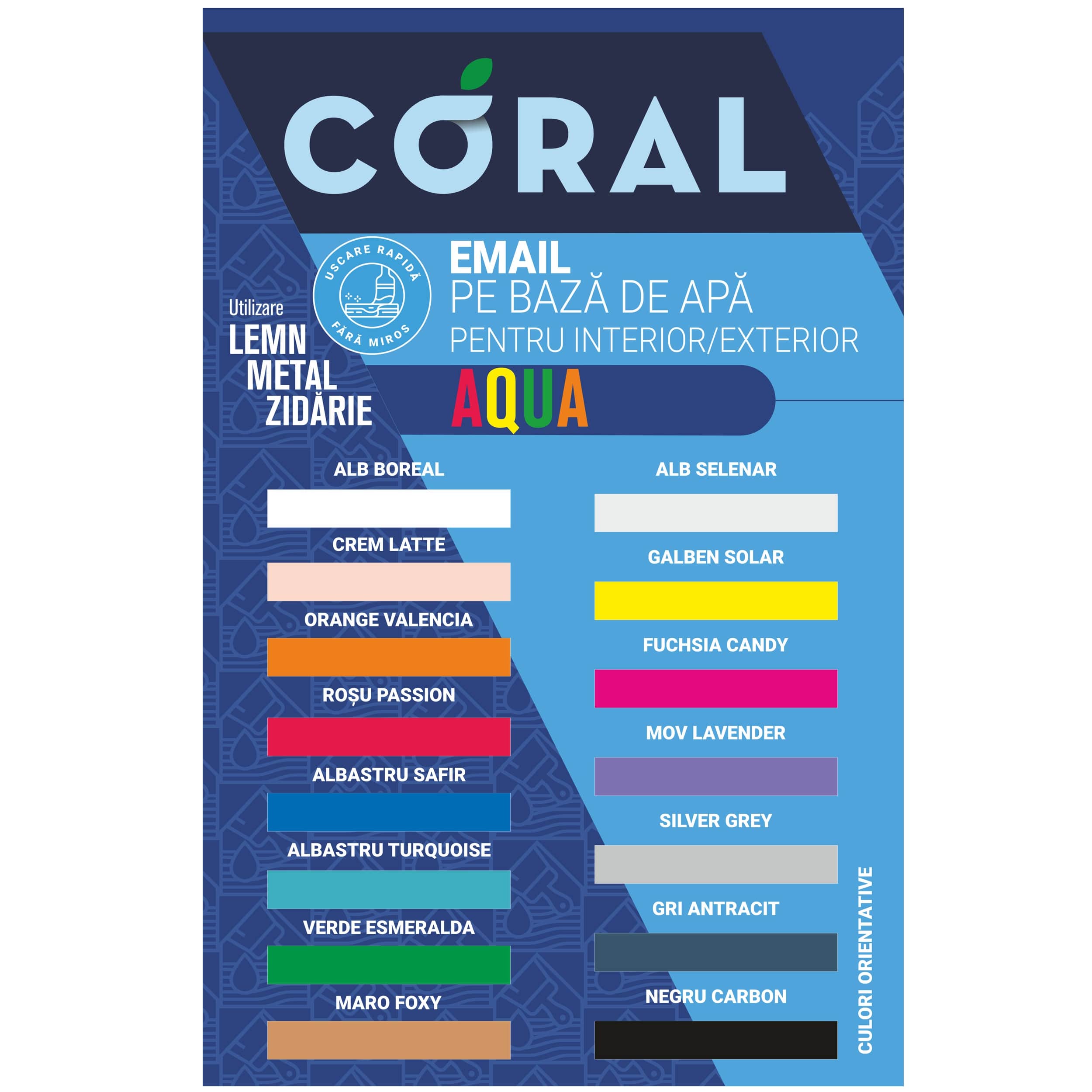 Email pe baza de apa CORAL Aqua, Crem Latte, 0.6L