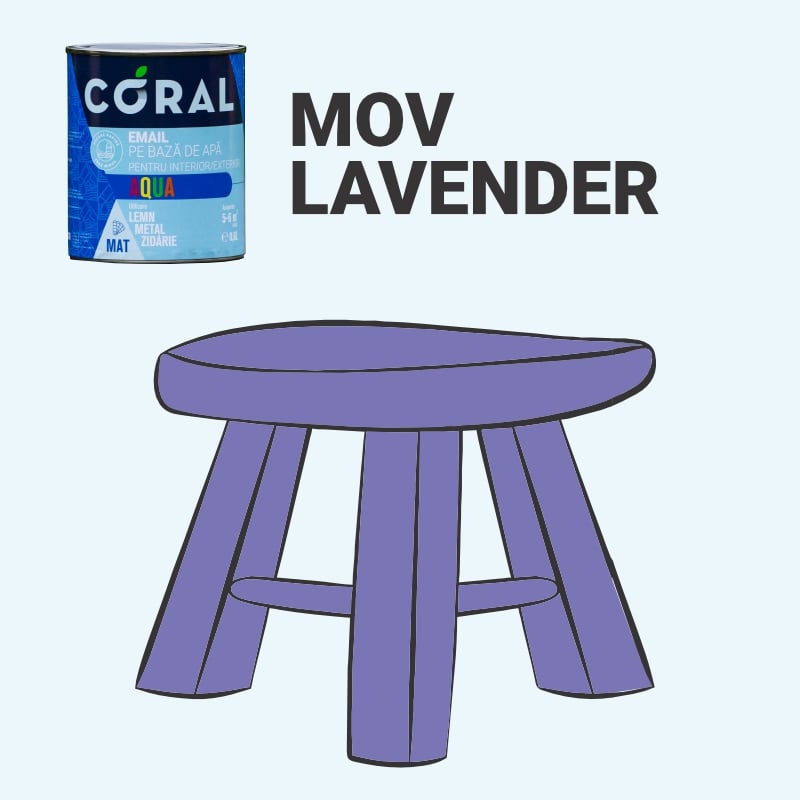 Email pe baza de apa CORAL Aqua, Mov Lavanda, 0.6L