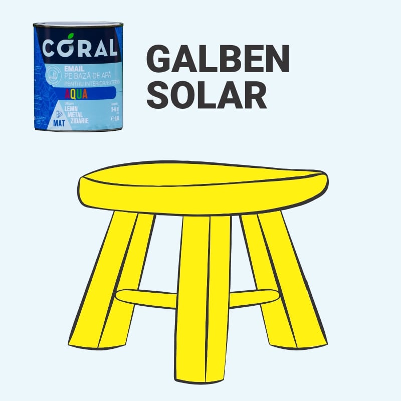 Email pe baza de apa CORAL Aqua, galben solar, 0.6L