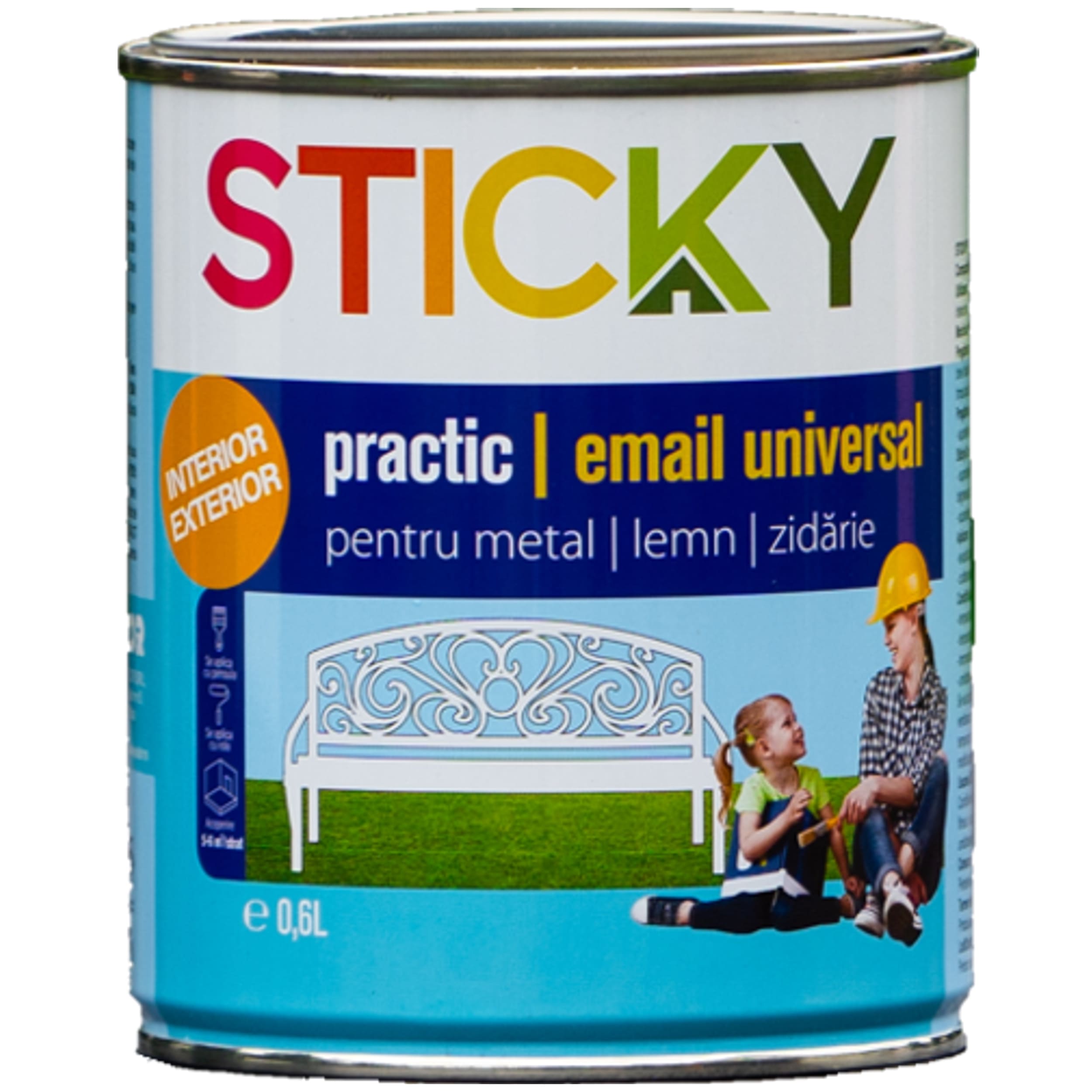 Vopsea Alchidica Sticky 11110, 0.6 l, alb