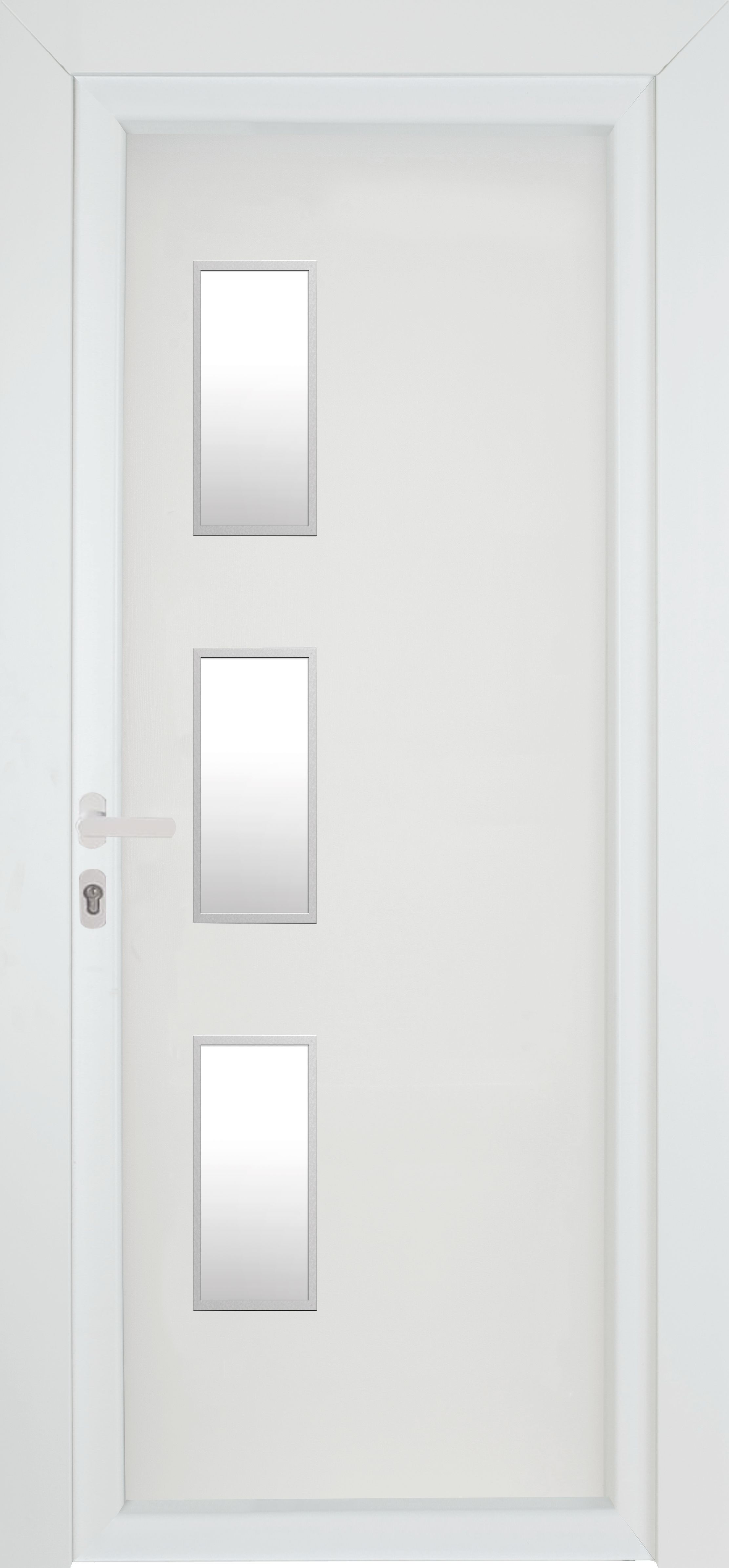 Usa exterior FORTIA Kilifi, cu geam, dreapta, PVC, 88 x 205 cm, alb