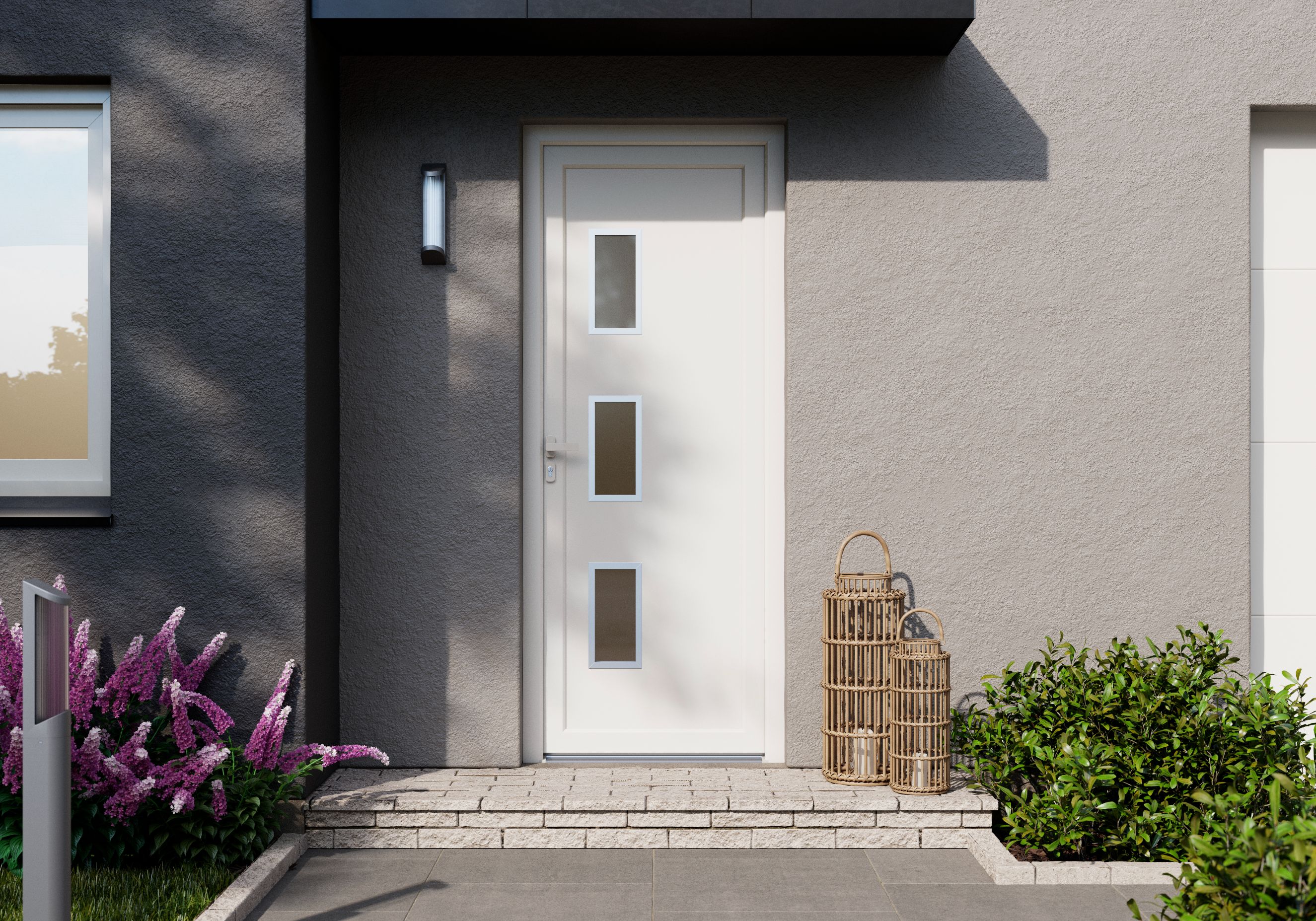 Usa exterior FORTIA Kilifi, cu geam, dreapta, PVC, 88 x 205 cm, alb