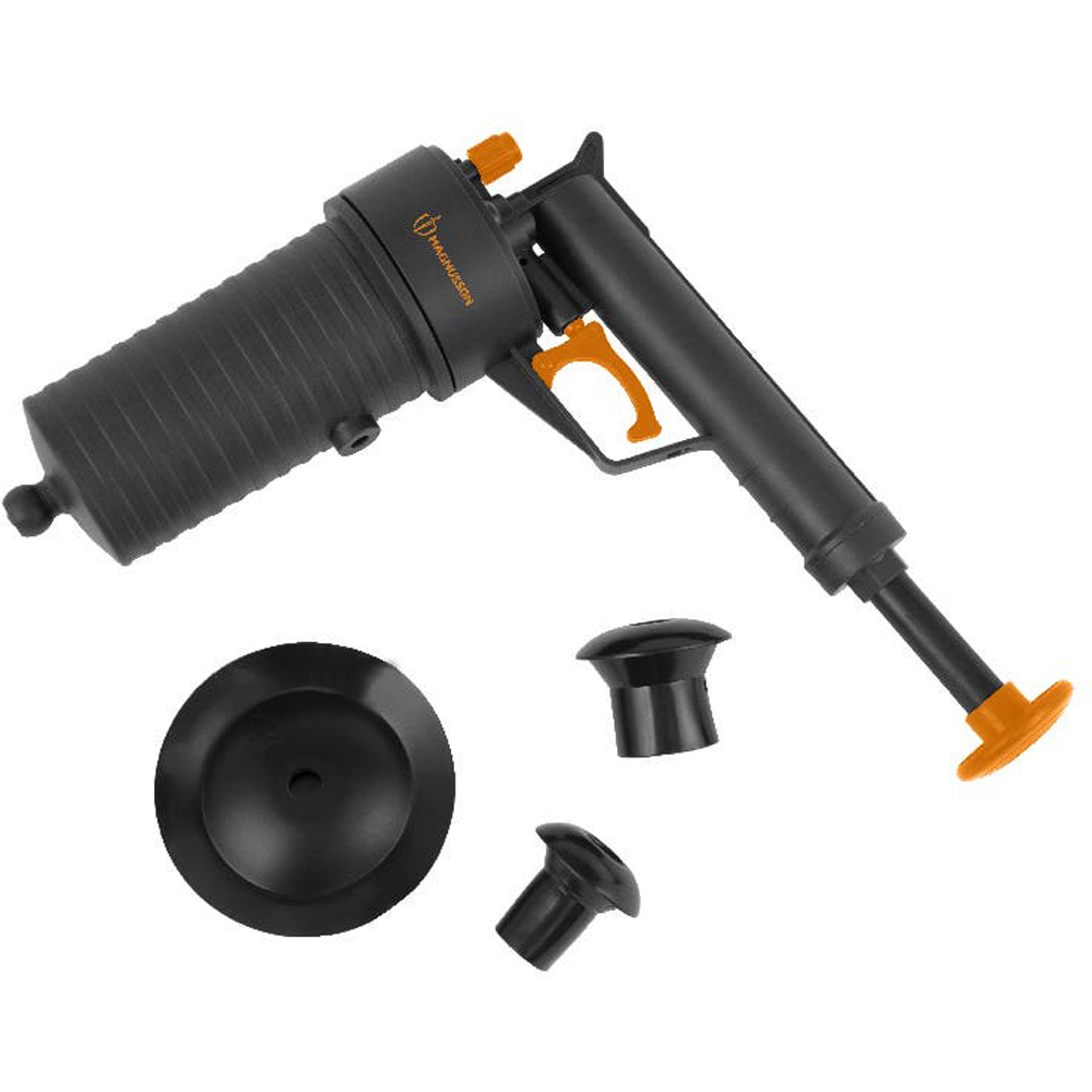 Pompa desfundat tevi MAGNUSSON, 3 adaptoare, plastic, negru