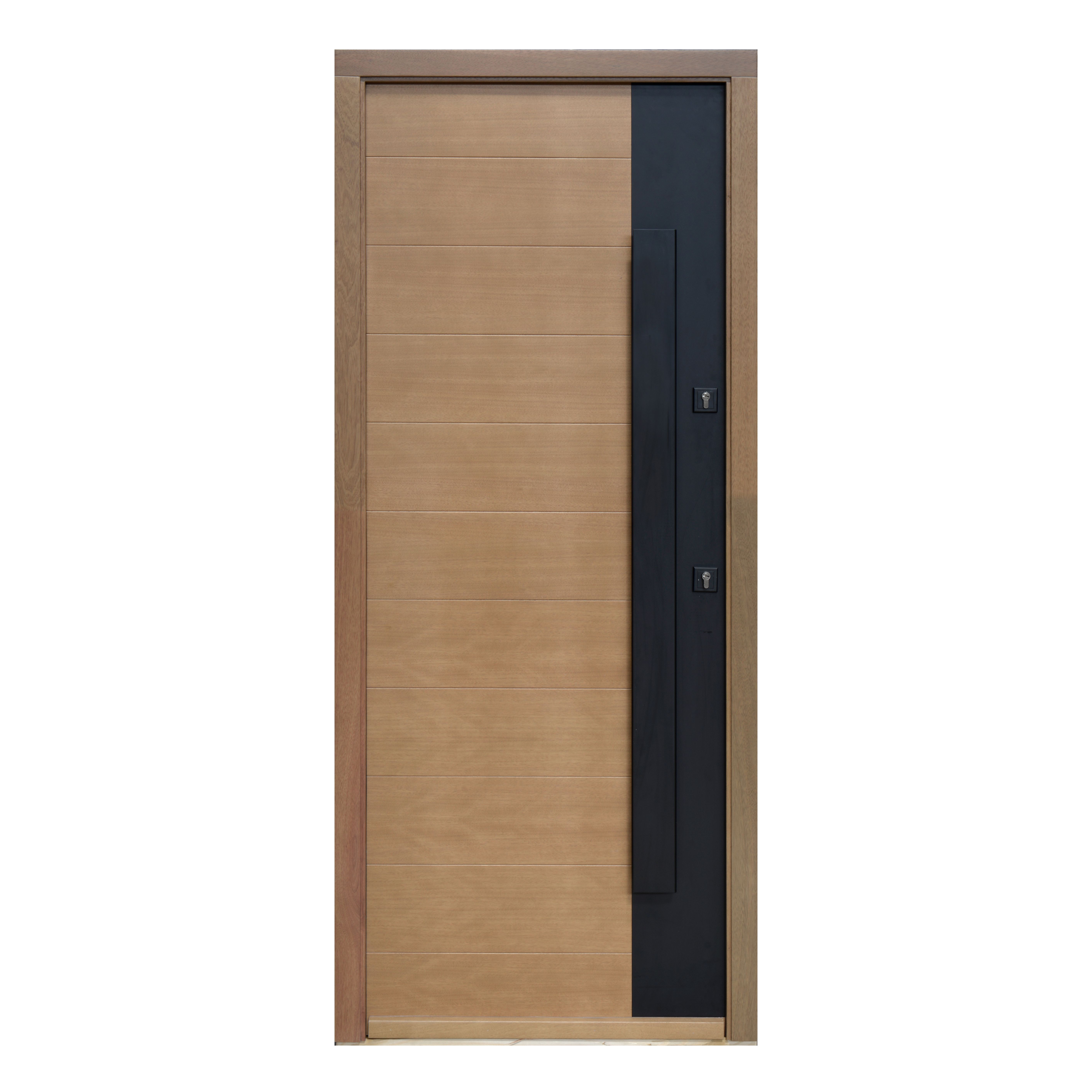 Usa exterior FORTIA Sassel, fara geam, dreapta, lemn, 88 x 205 cm, stejar