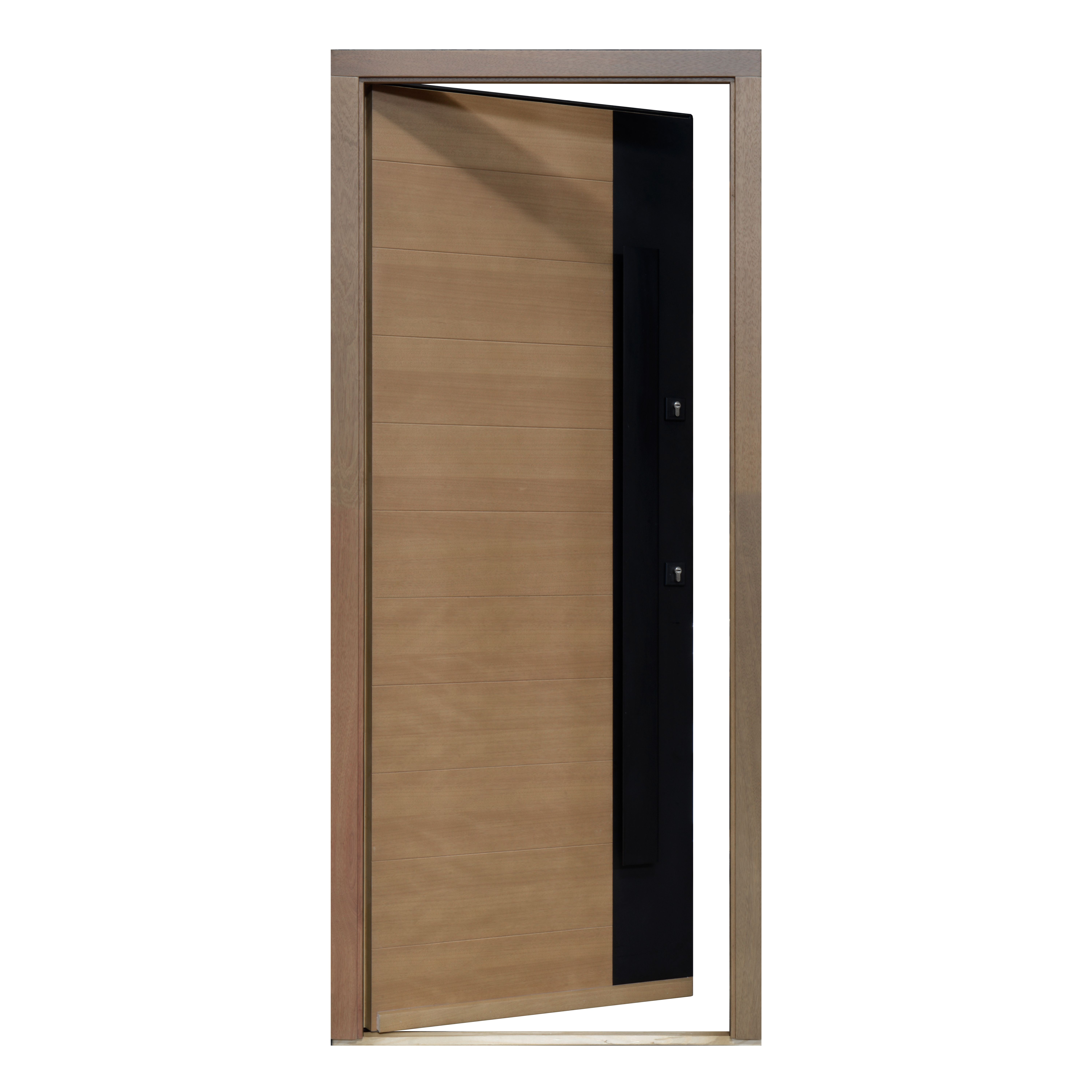 Usa exterior FORTIA Sassel, fara geam, dreapta, lemn, 88 x 205 cm, stejar