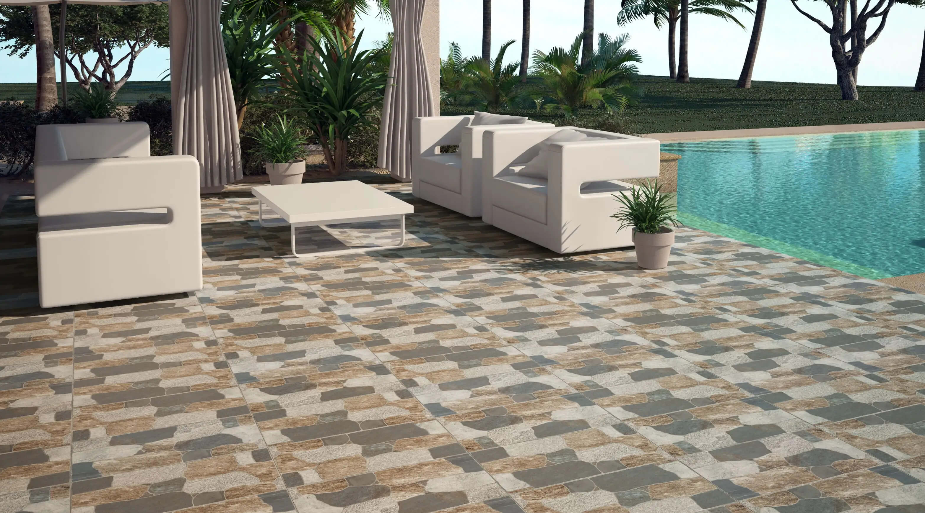 Gresie exterior Yucatan, 30 x 60 cm, grosime 8.5 mm, 1.62 m2, maro piatra