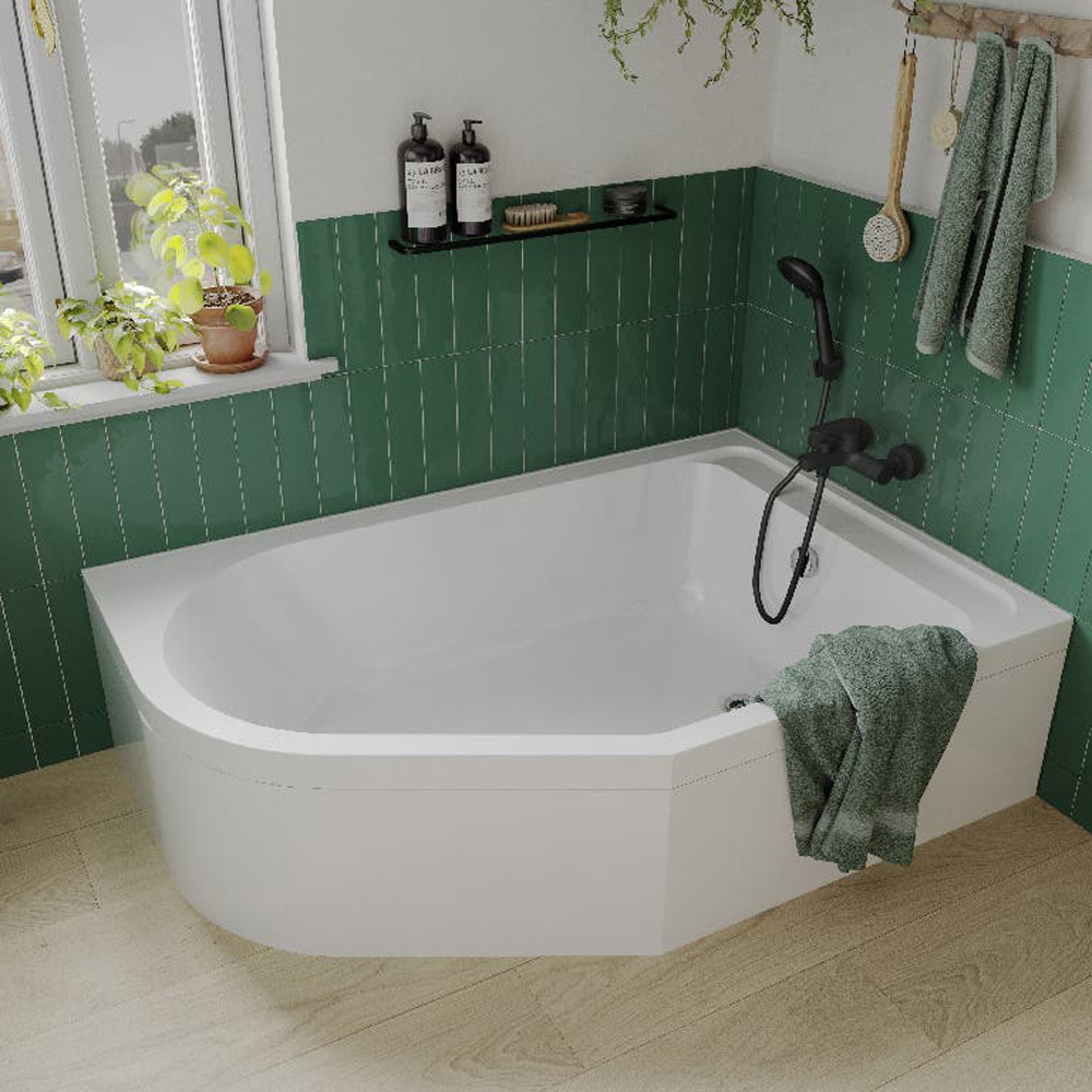 Cada baie GOODHOME Cavally, stanga, acril, 150 x 100 x 39.5 cm, alb