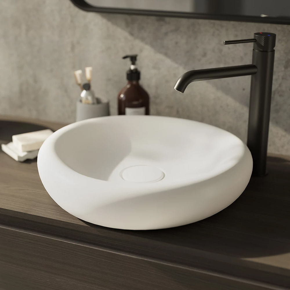 Lavoar pe blat GOODHOME Kentia, ceramica, 40.9 x 39.6 x 8.9 cm, alb mat