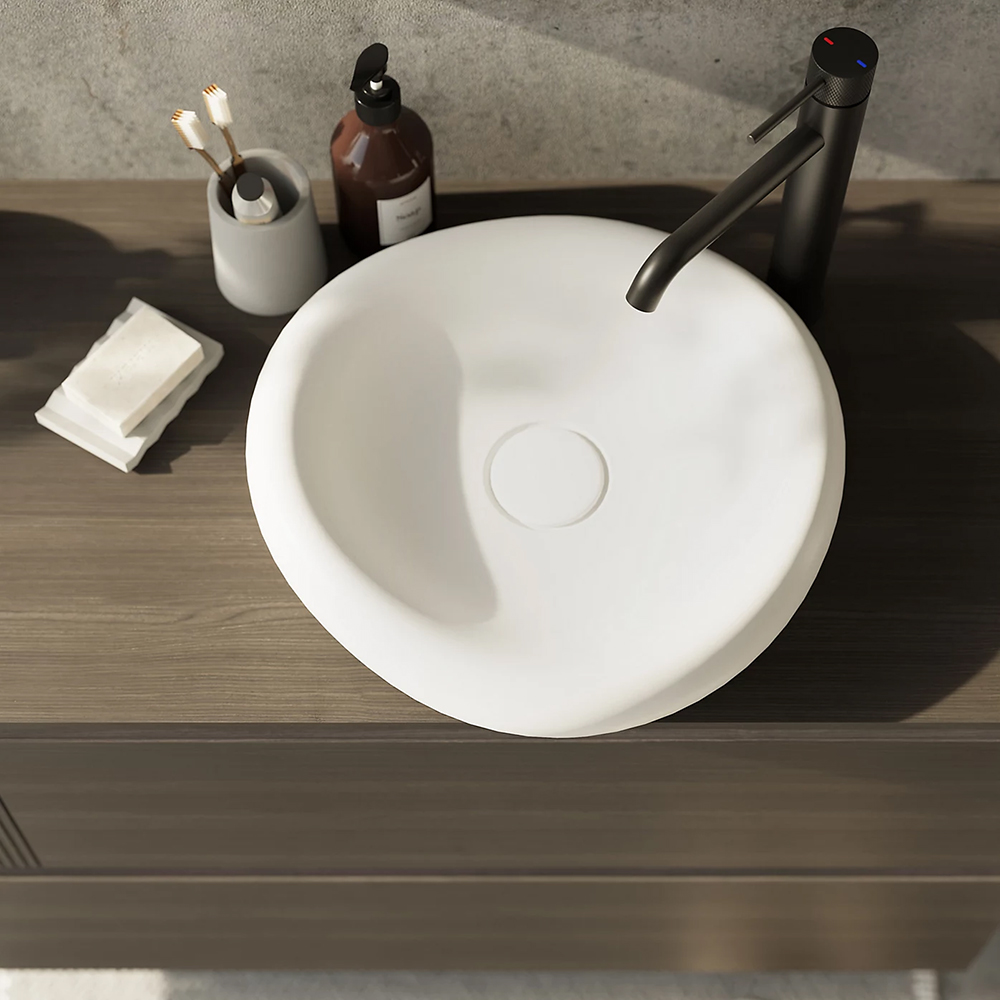 Lavoar pe blat GOODHOME Kentia, ceramica, 40.9 x 39.6 x 8.9 cm, alb mat