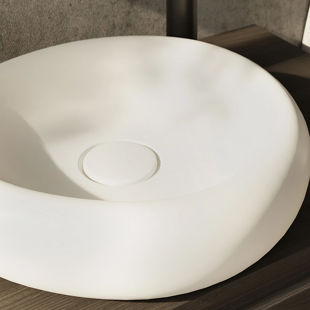 Lavoar pe blat GOODHOME Kentia, ceramica, 40.9 x 39.6 x 8.9 cm, alb mat