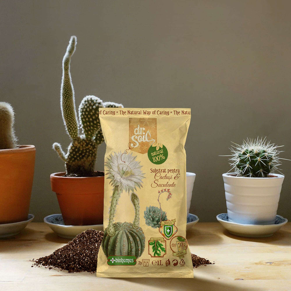 Substrat natural pentru cactusi si suculente Dr. Soil, 1 L