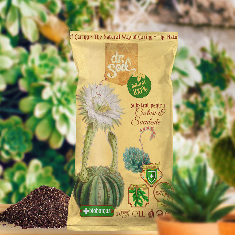 Substrat natural pentru cactusi si suculente Dr. Soil, 1 L