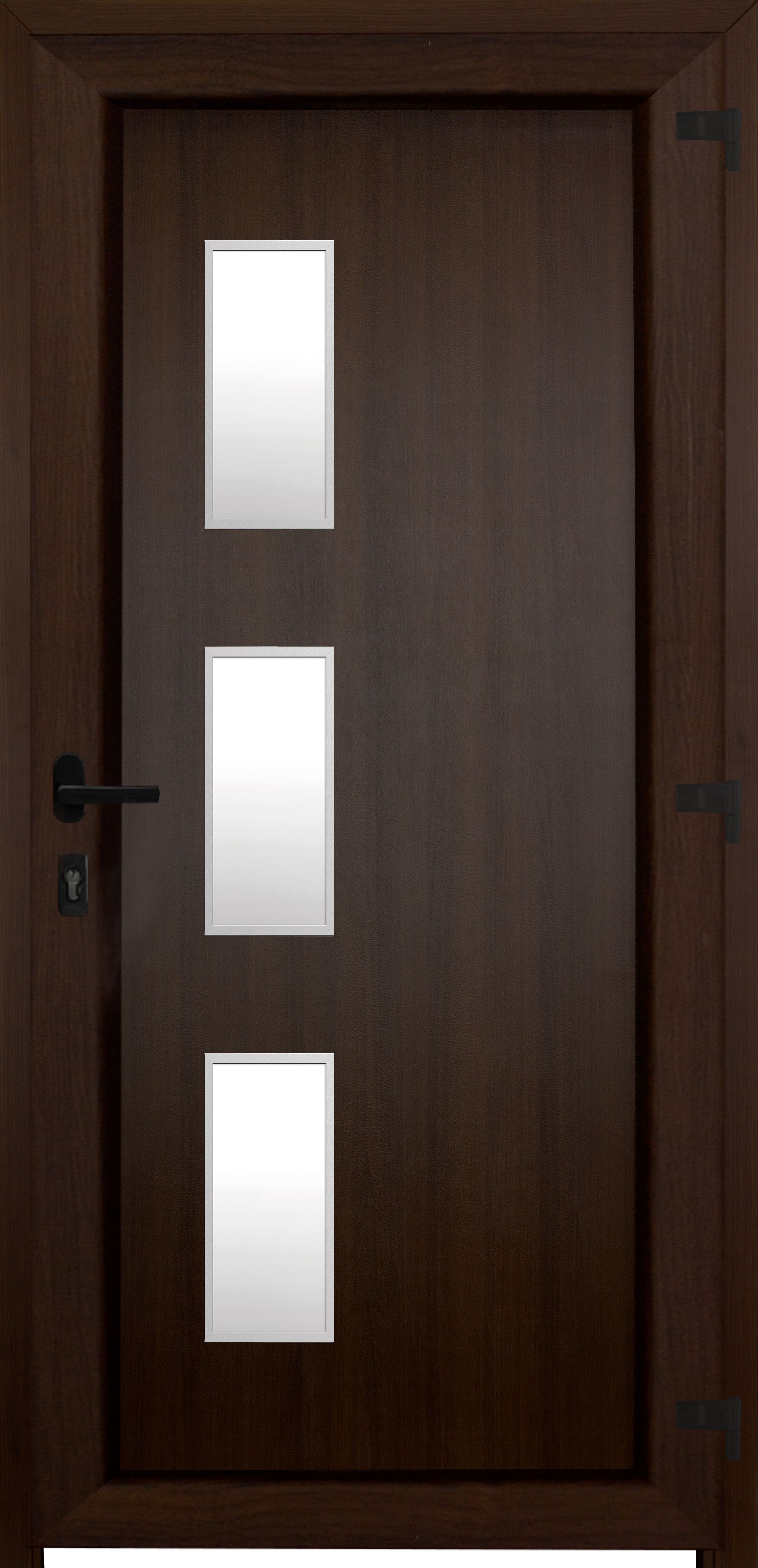 Usa exterior FORTIA Kilifi, cu geam, stanga, PVC, 88 x 205 cm, nuc