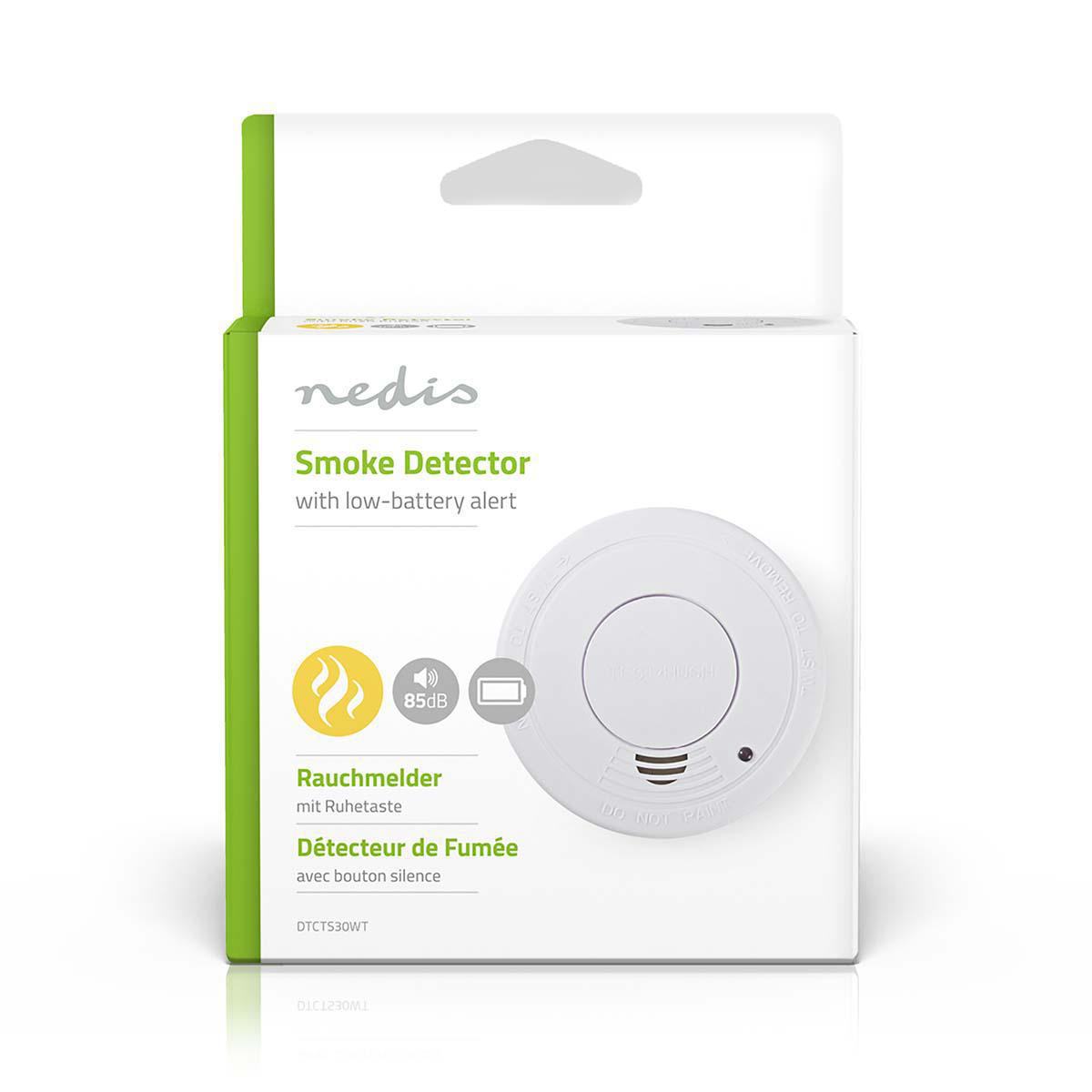 Detector de fum Nedis DTCTS30WT, avertizare baterie scazuta