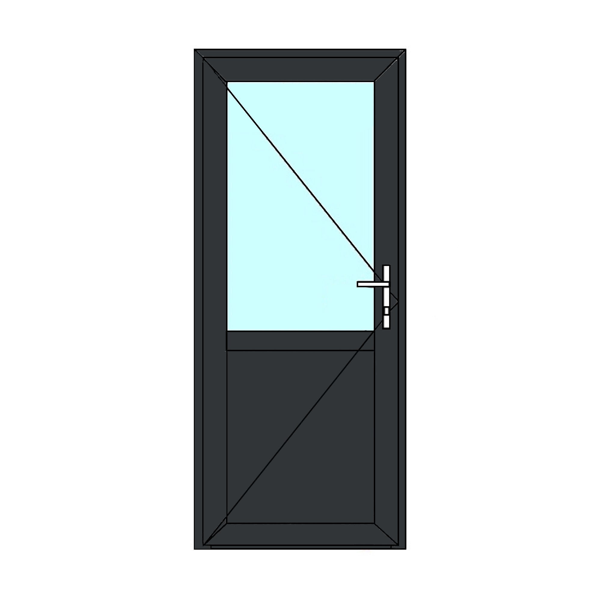 Usa exterior APLAST, cu geam, dreapta, PVC, 5 camere, 2/3, 86 x 204 cm, gri antracit