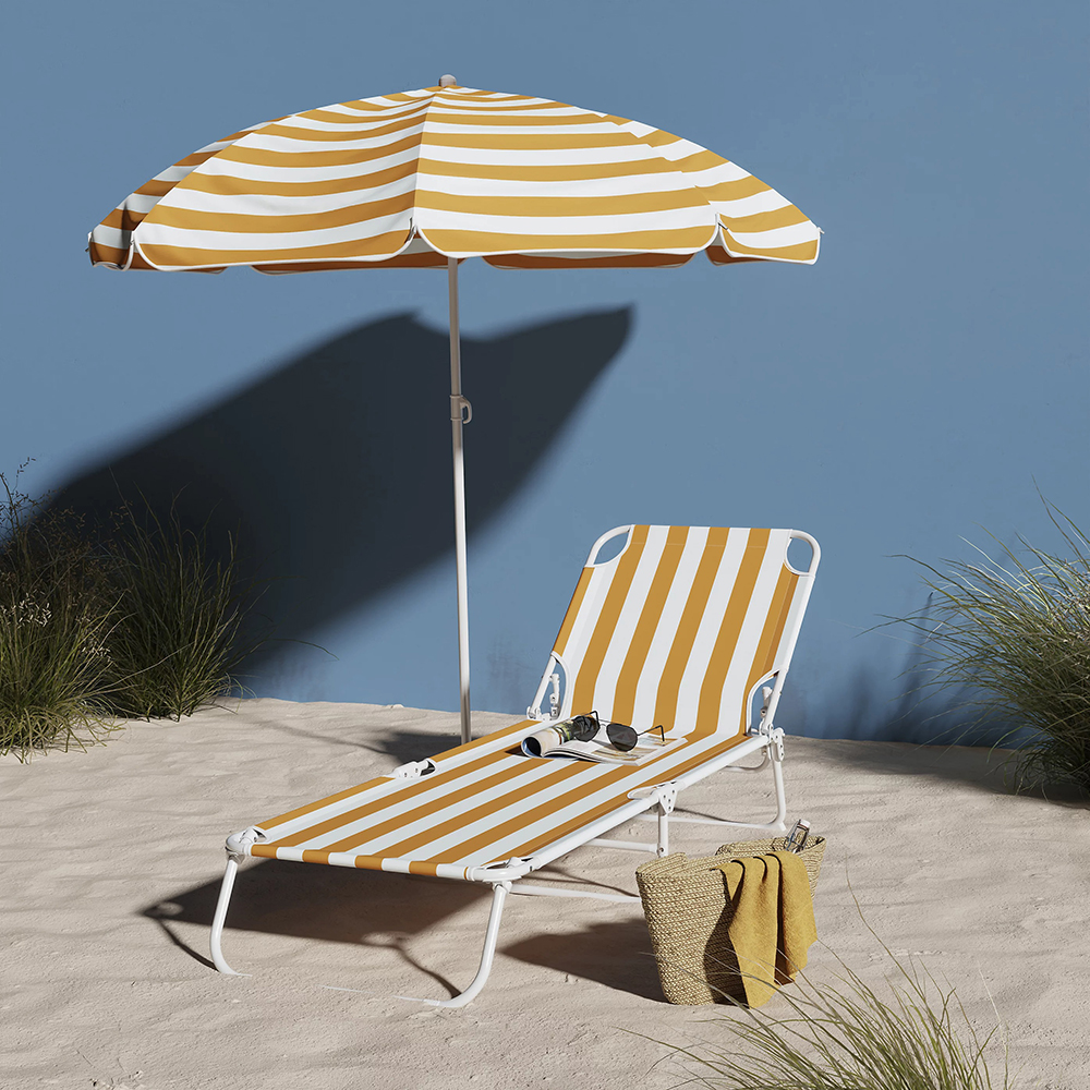 Sezlong gradina Curacao, otel, 183 x 57.5 x 79 cm, galben