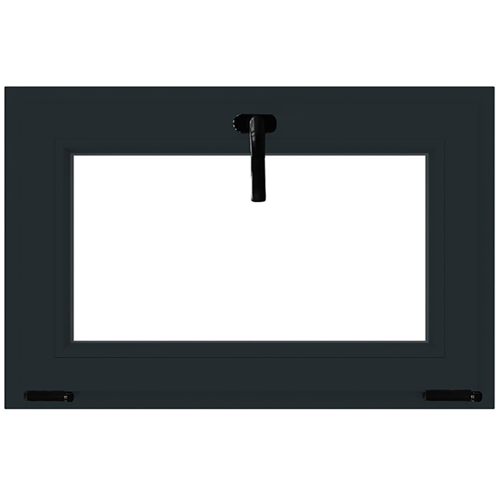 Fereastra termopan APLAST, PVC, 6 camere, 96 x 56 cm, deschidere oscilobatanta in jos, gri antracit