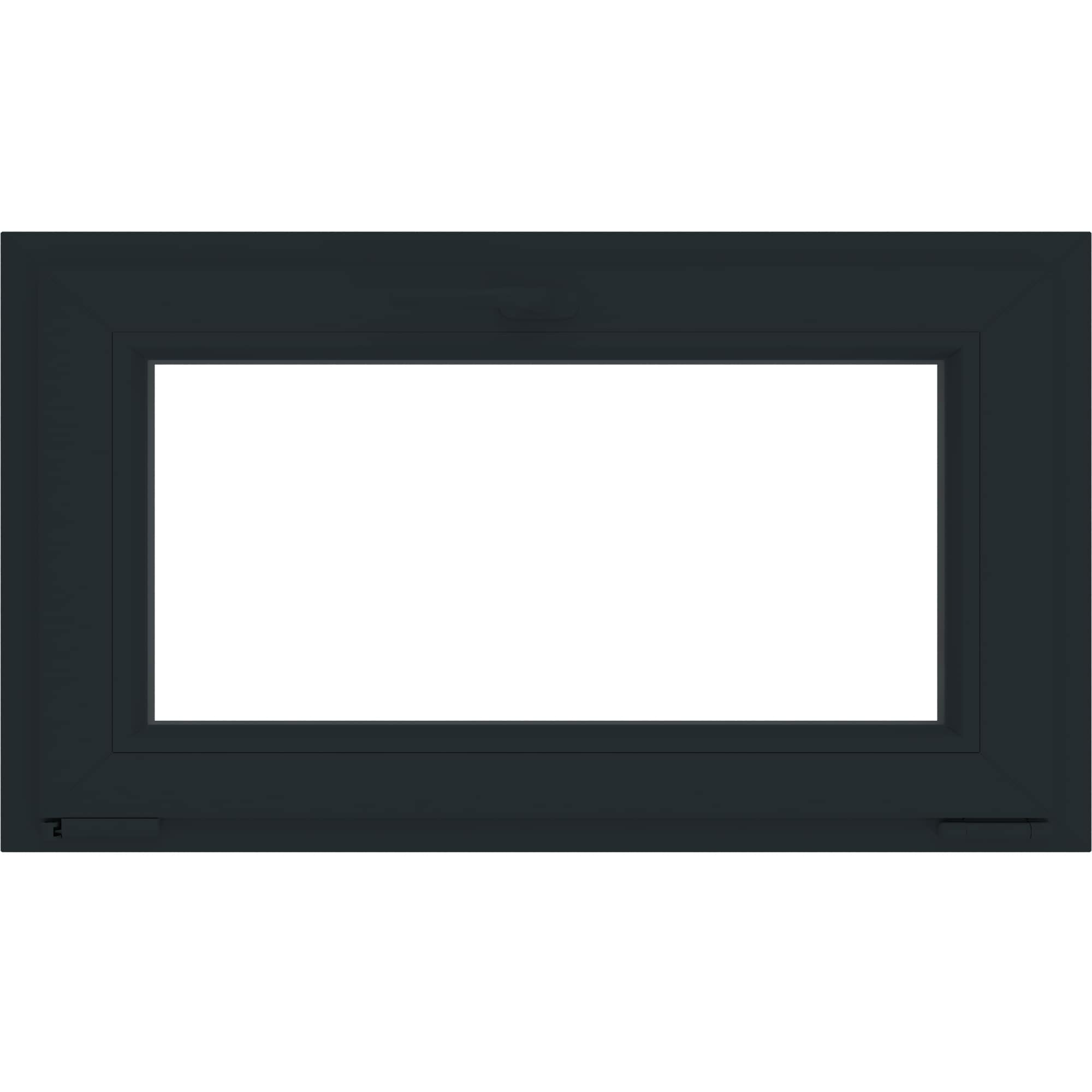 Fereastra termopan APLAST, PVC, 6 camere, 116 x 56 cm, deschidere oscilobatanta in jos, gri antracit
