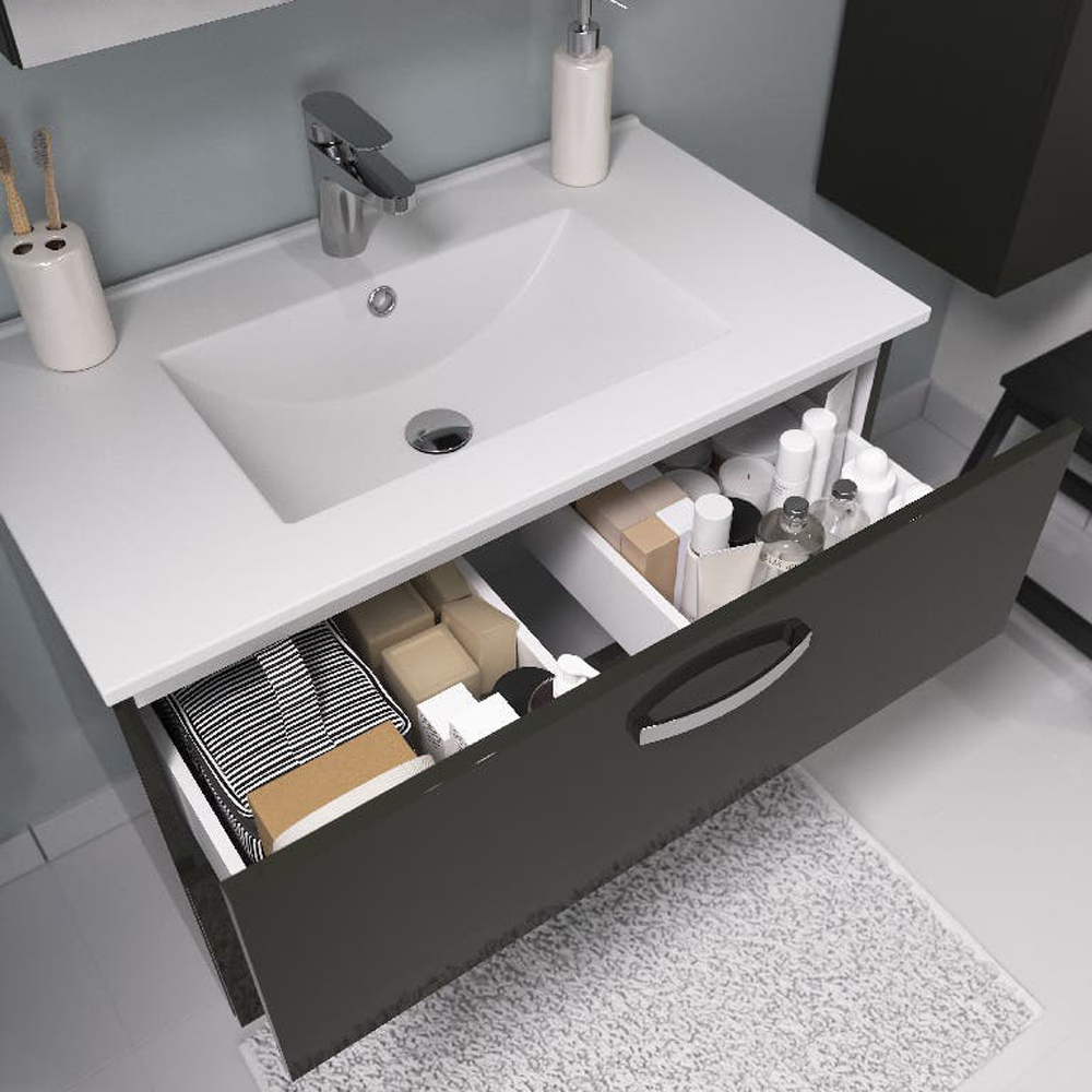 Lavoar baie GOODHOME Aruna, ceramica, 81.5 x 46.5 cm, alb