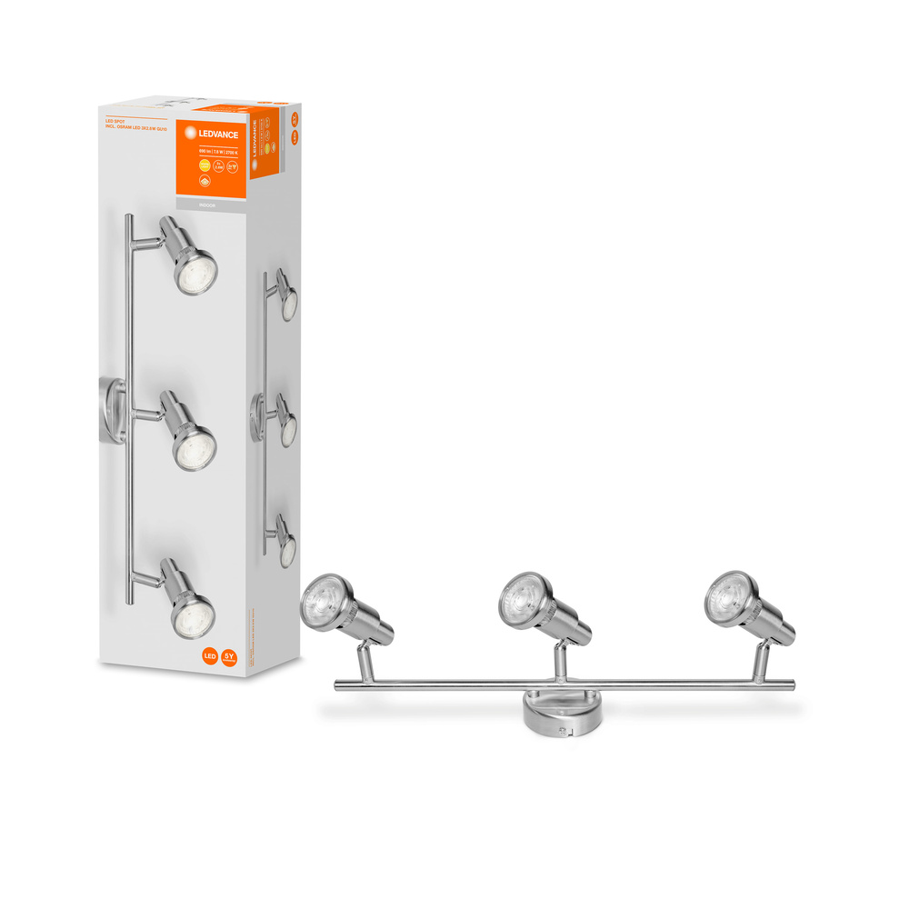 Spot LED LEDVANCE 4058075540569, Gu10, 3 x 2.6W, 690lm, 2700K, argintiu