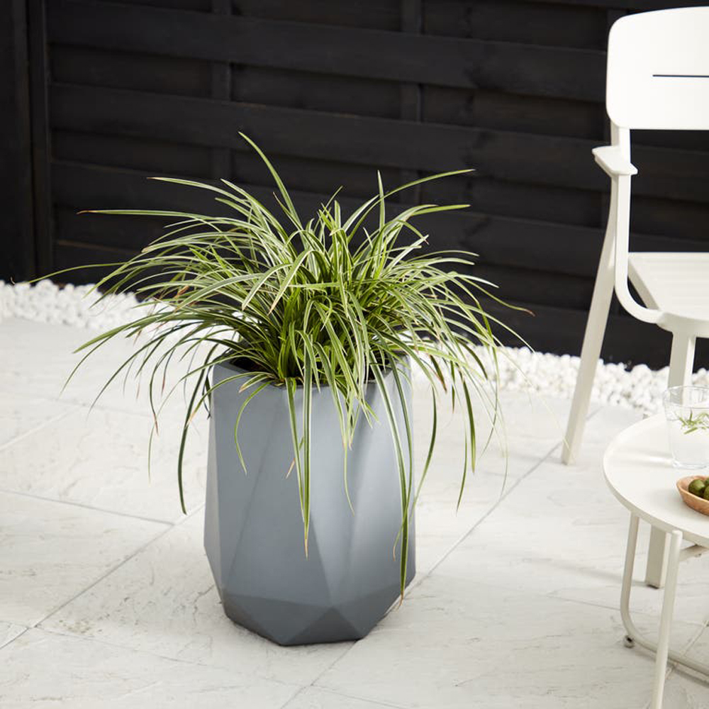 Ghiveci flori VERVE Gardon, lut, D 40.5 cm, gri inchis