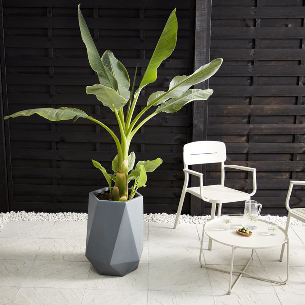 Ghiveci flori VERVE Gardon, lut, D 40 cm, gri inchis