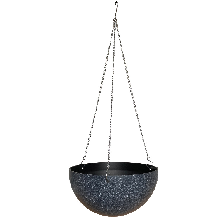 Ghiveci suspendat, din plastic, gri, forma rotunda, 25 cm diametru  Verve