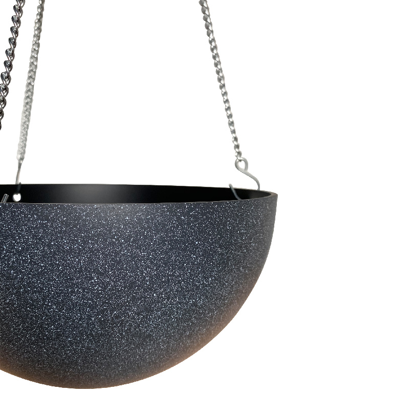 Ghiveci suspendat, din plastic, gri, forma rotunda, 25 cm diametru  Verve